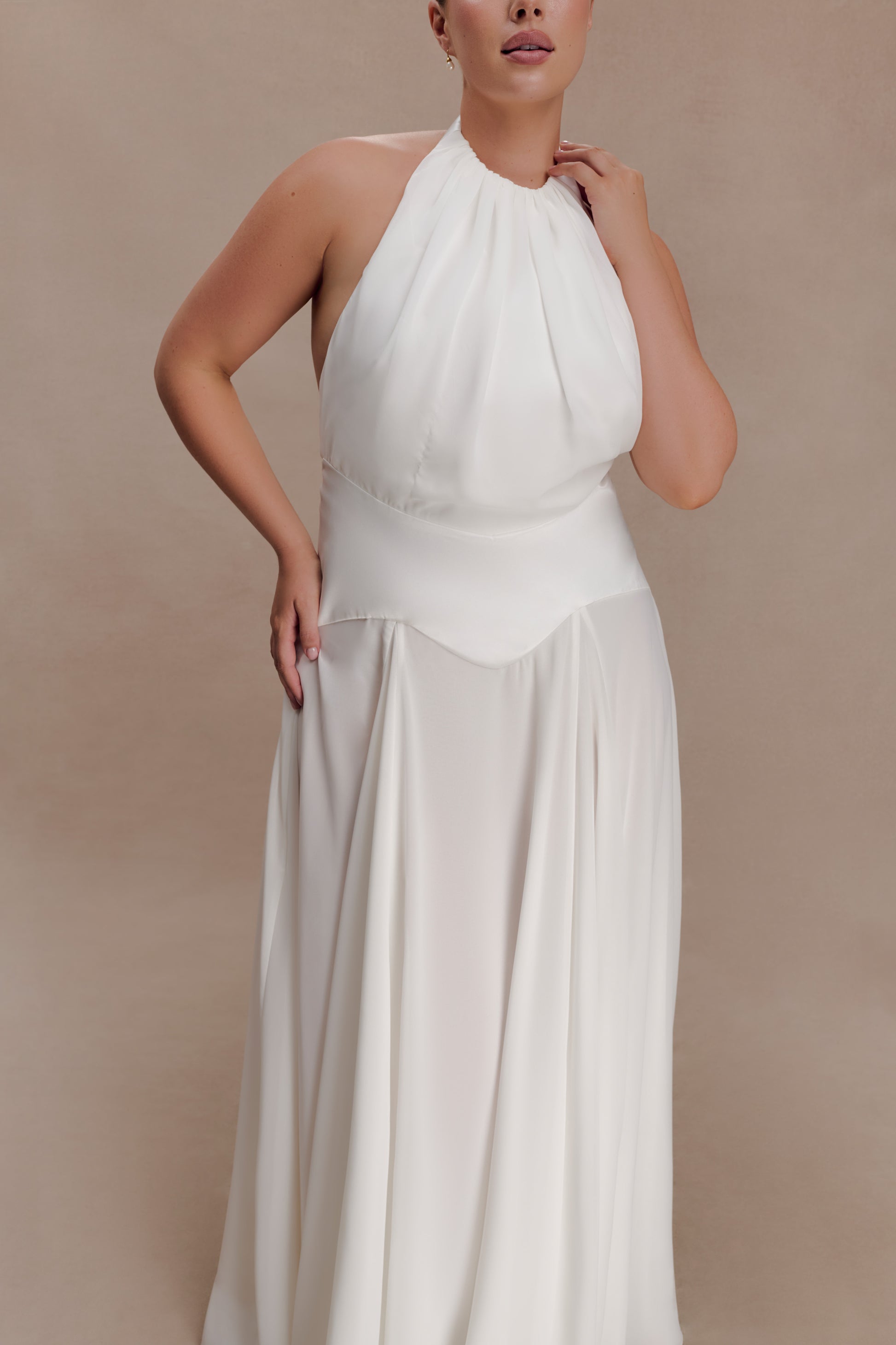 Susan Chiffon Halter Maxi Dress - Ivory #8