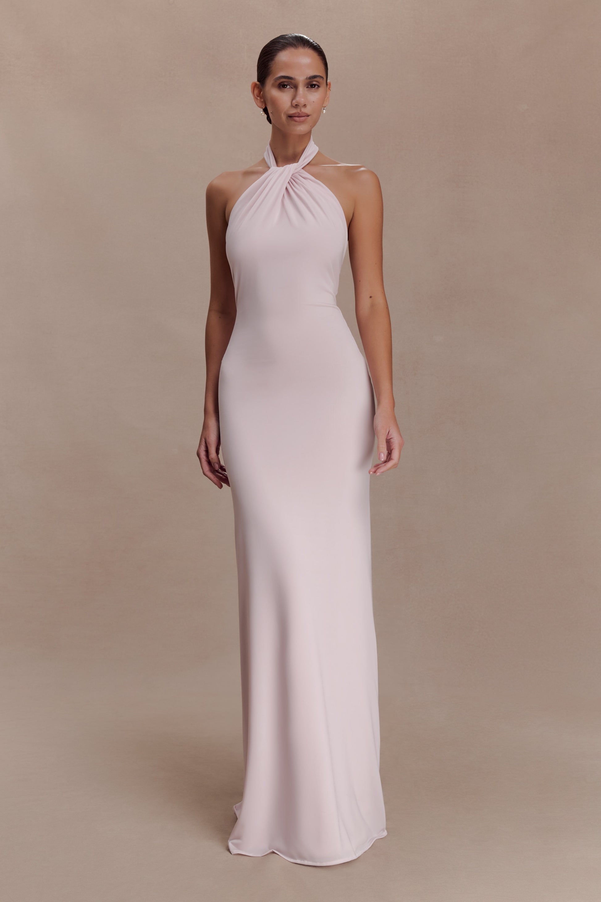 Elyna Slinky Halter Maxi Dress - Pale Pink #5