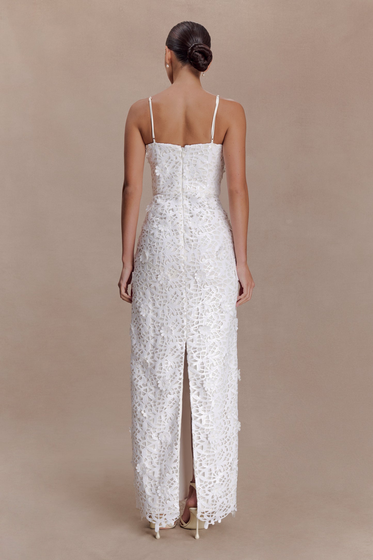 Josefa Sequin Lace Maxi Dress - White