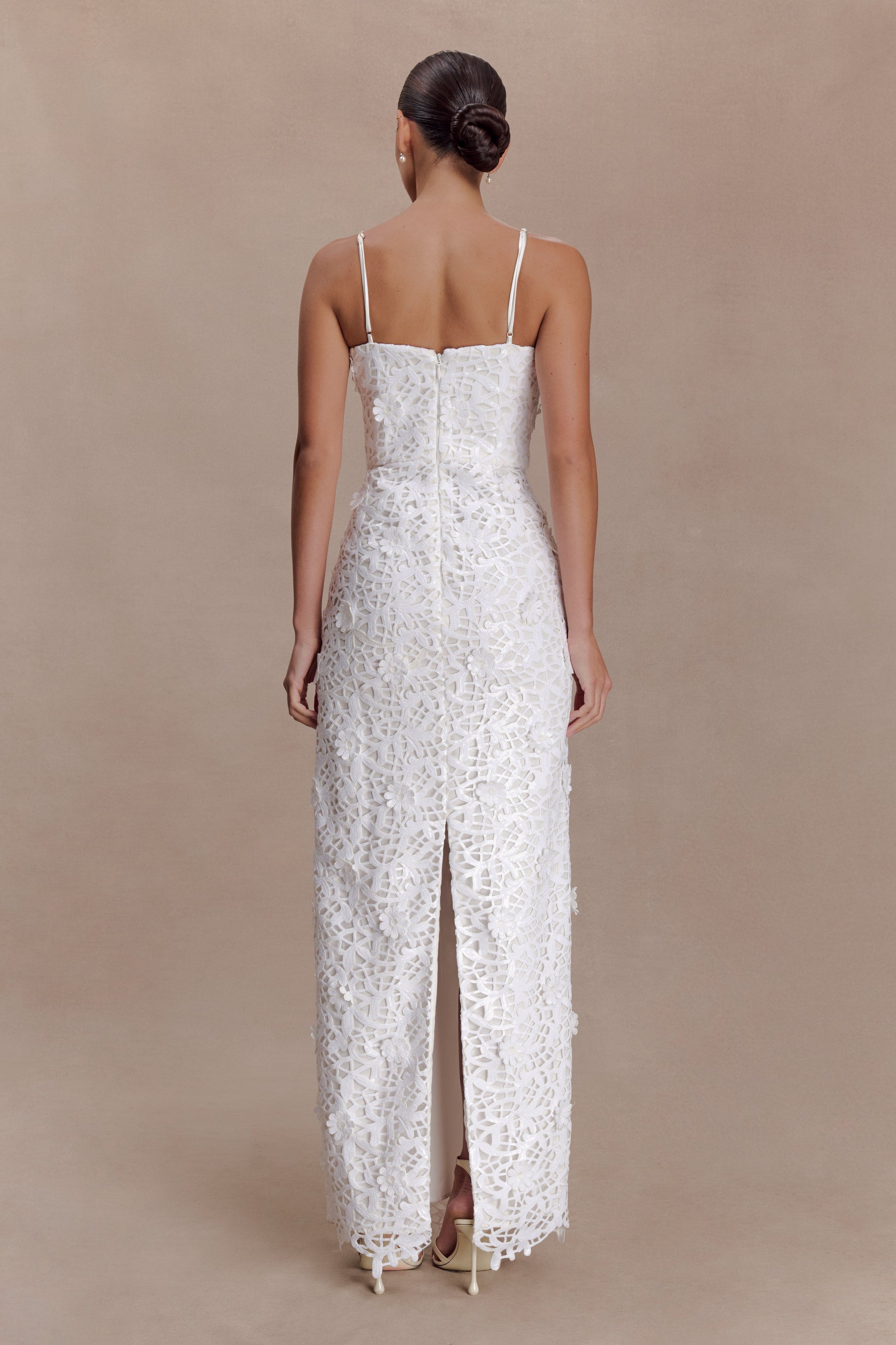 Josefa Sequin Lace Maxi Dress - White #2
