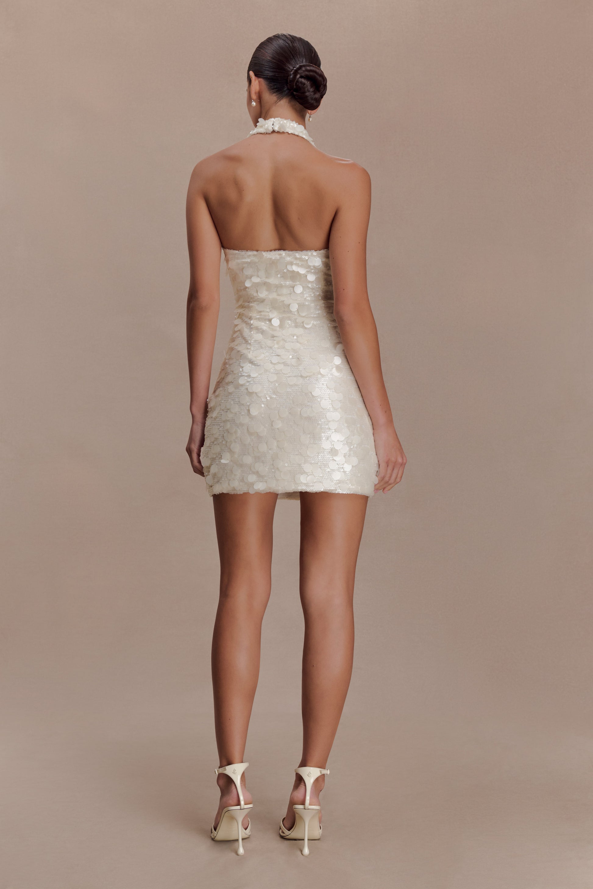 Caralee Sequin Halter Mini Dress - Ivory #5