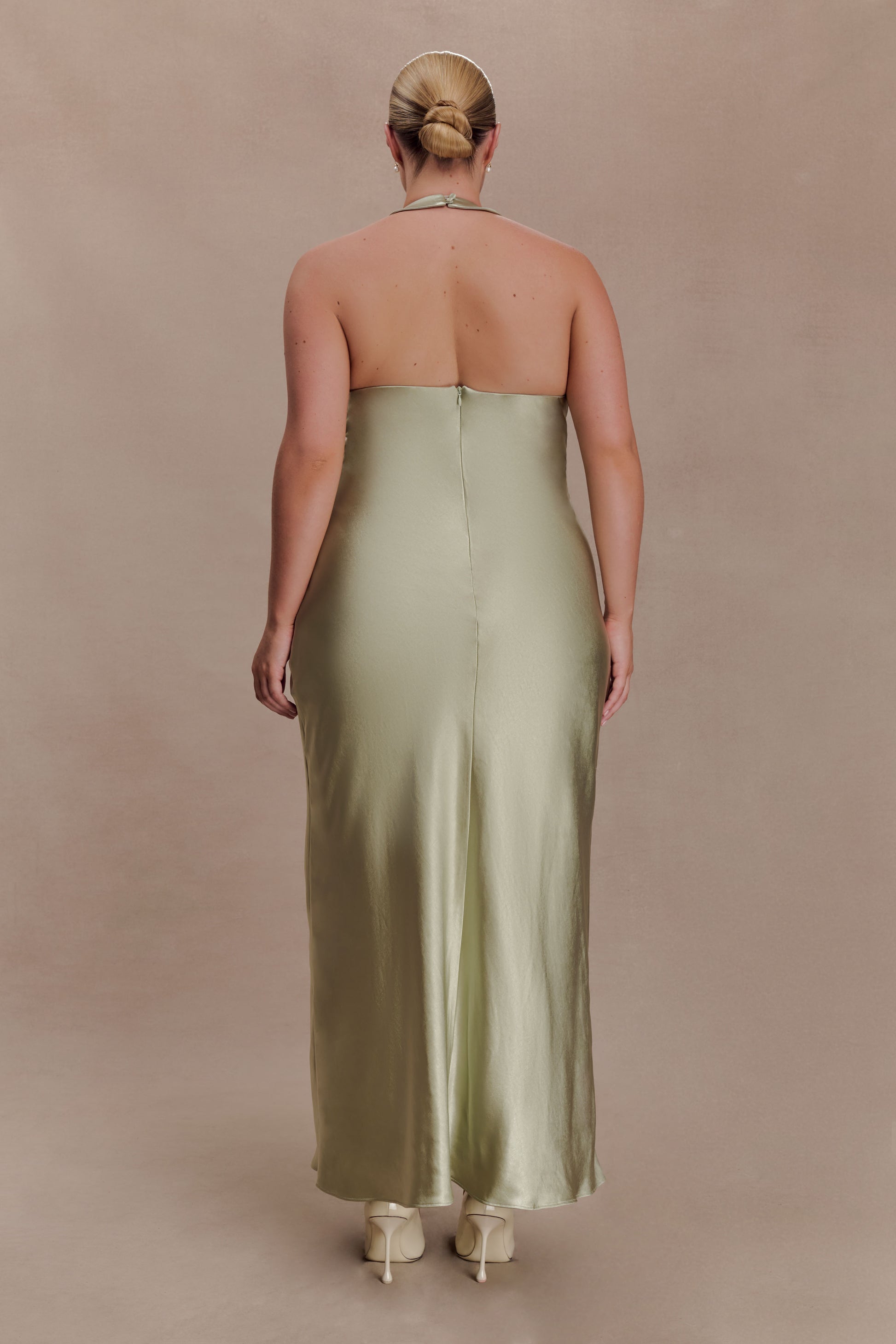 Alice Satin Halter Maxi Dress - Sage #9