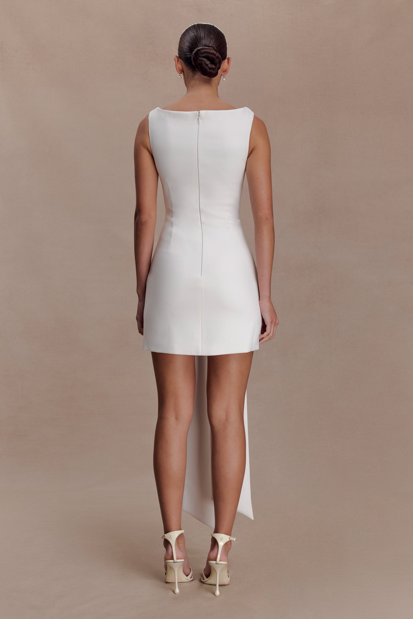 Runa Off Shoulder Mini Dress With Waist Tie - White