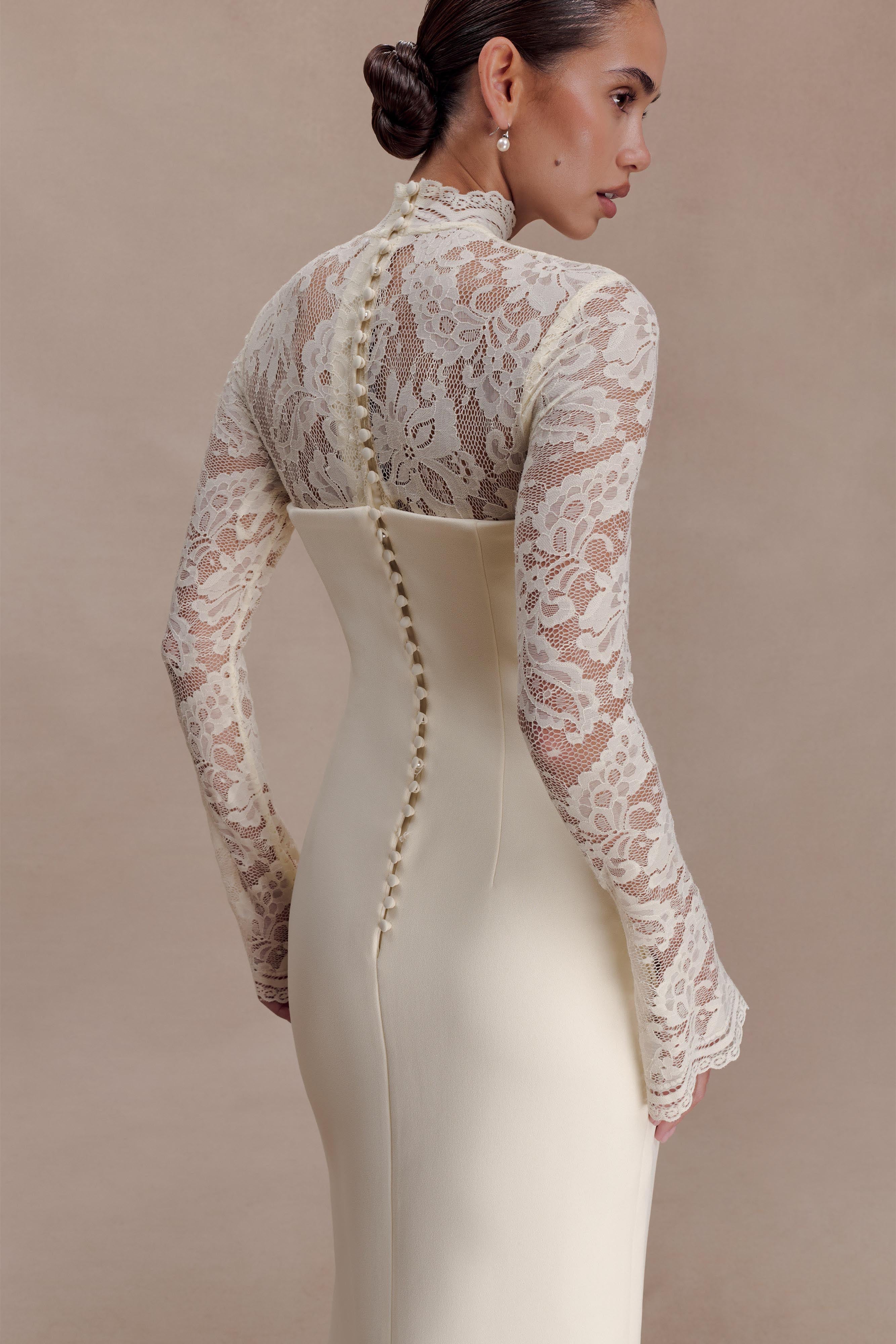 melrose ivory long sleeve lace maxi dress Aurelie Long Sleeve Lace Maxi Dress - Ivory