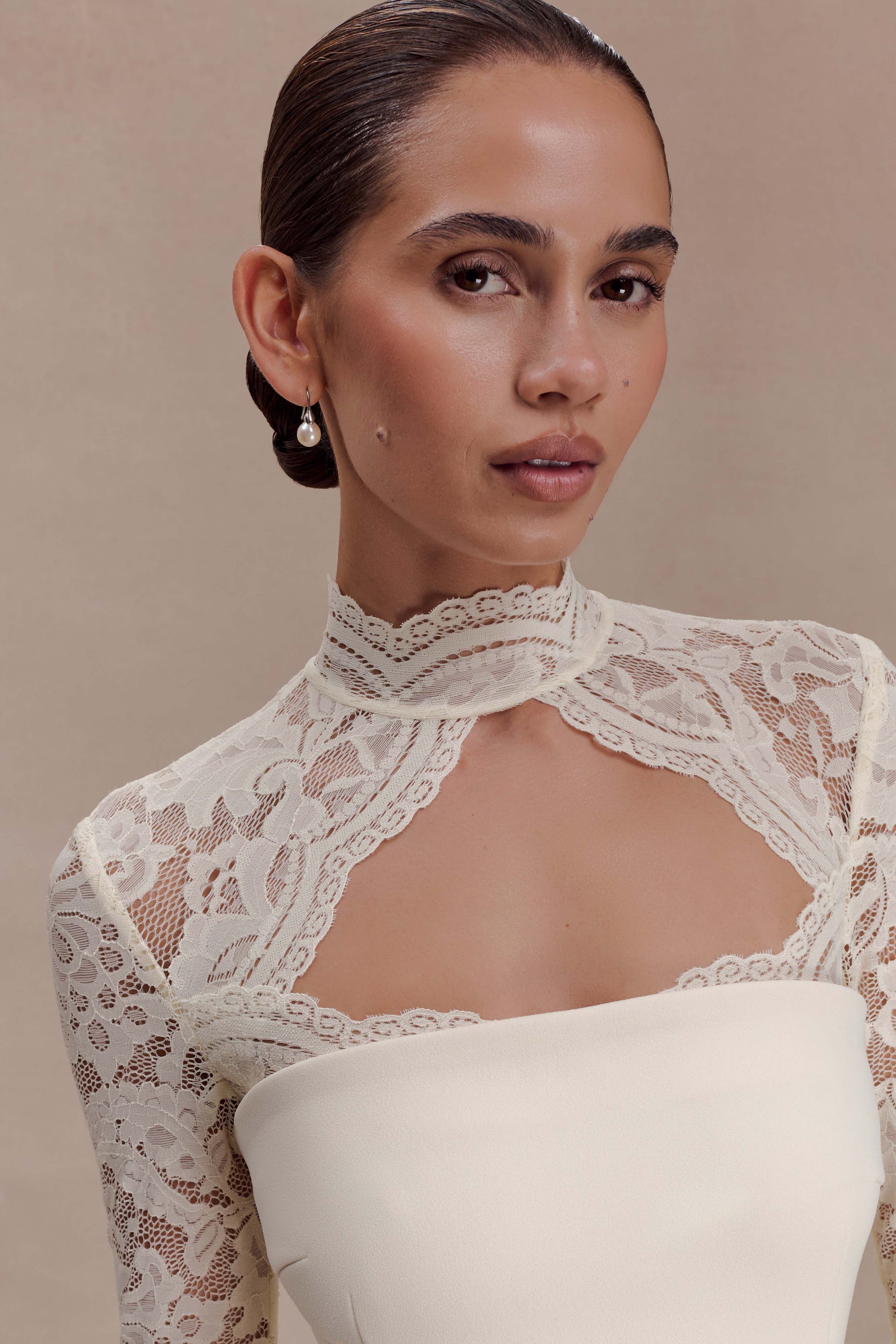 Aurelie Long Sleeve Lace Maxi Dress - Ivory #4