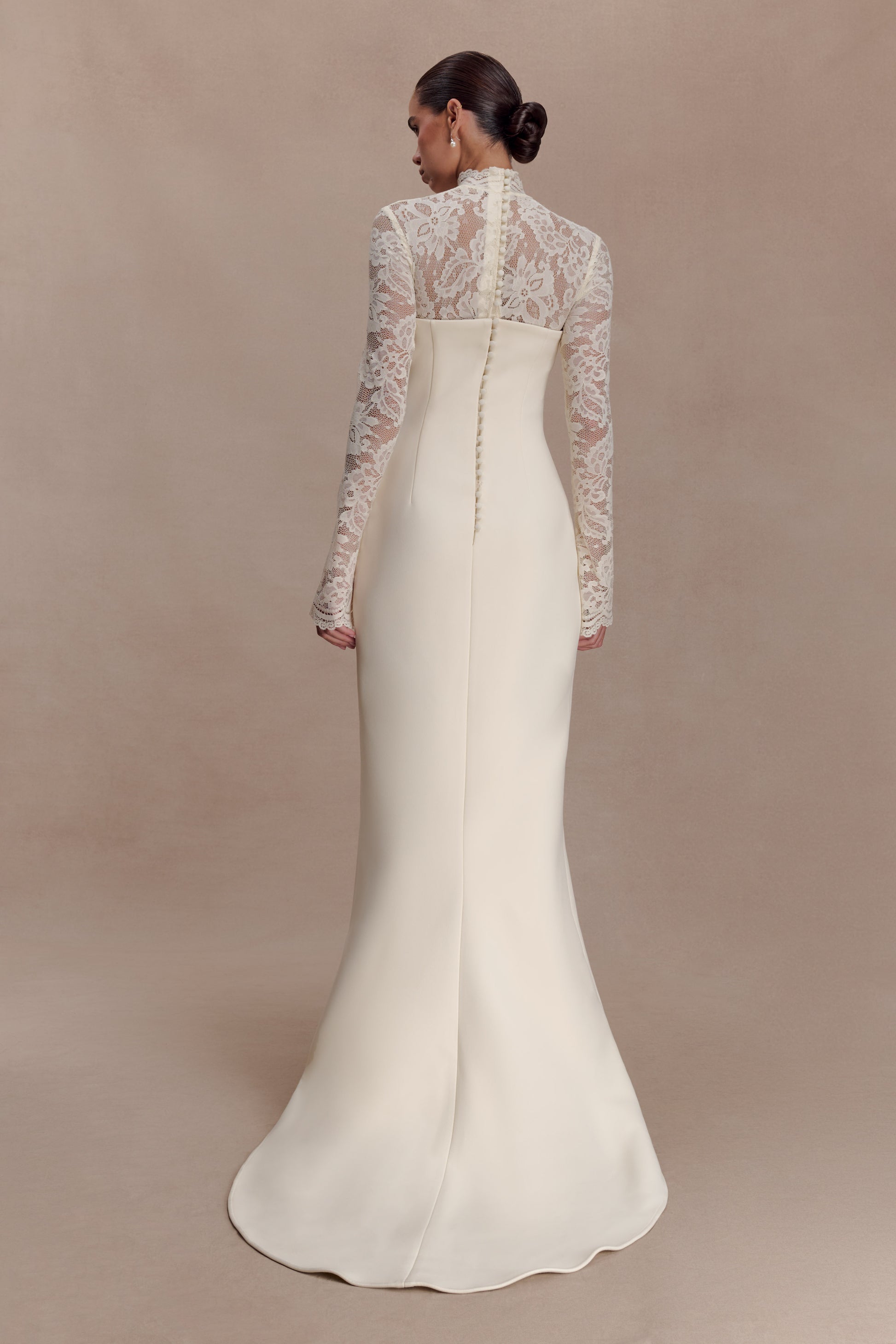 Aurelie Long Sleeve Lace Maxi Dress - Ivory #2