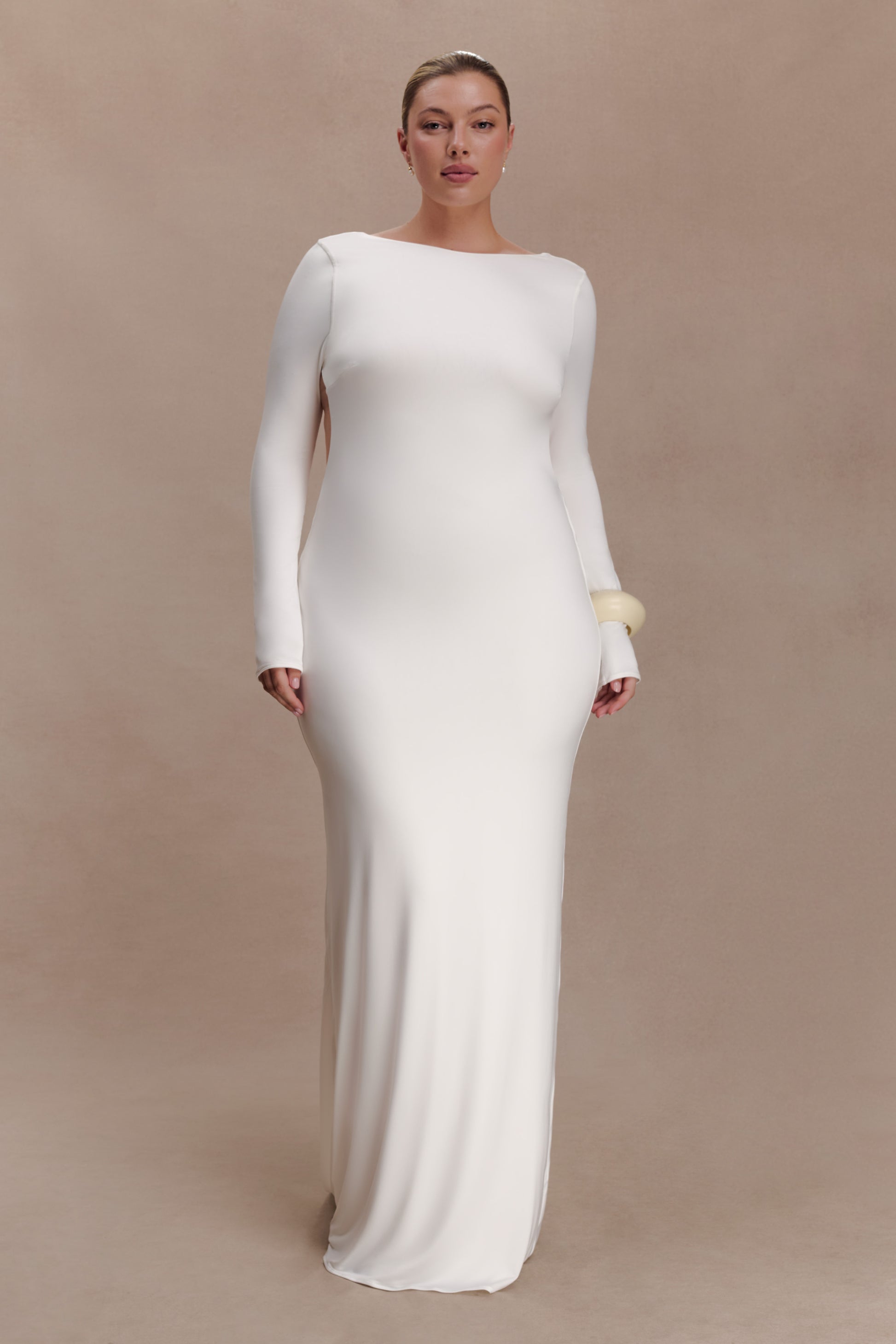 Marlene Slinky Low Back Maxi Dress - White #6