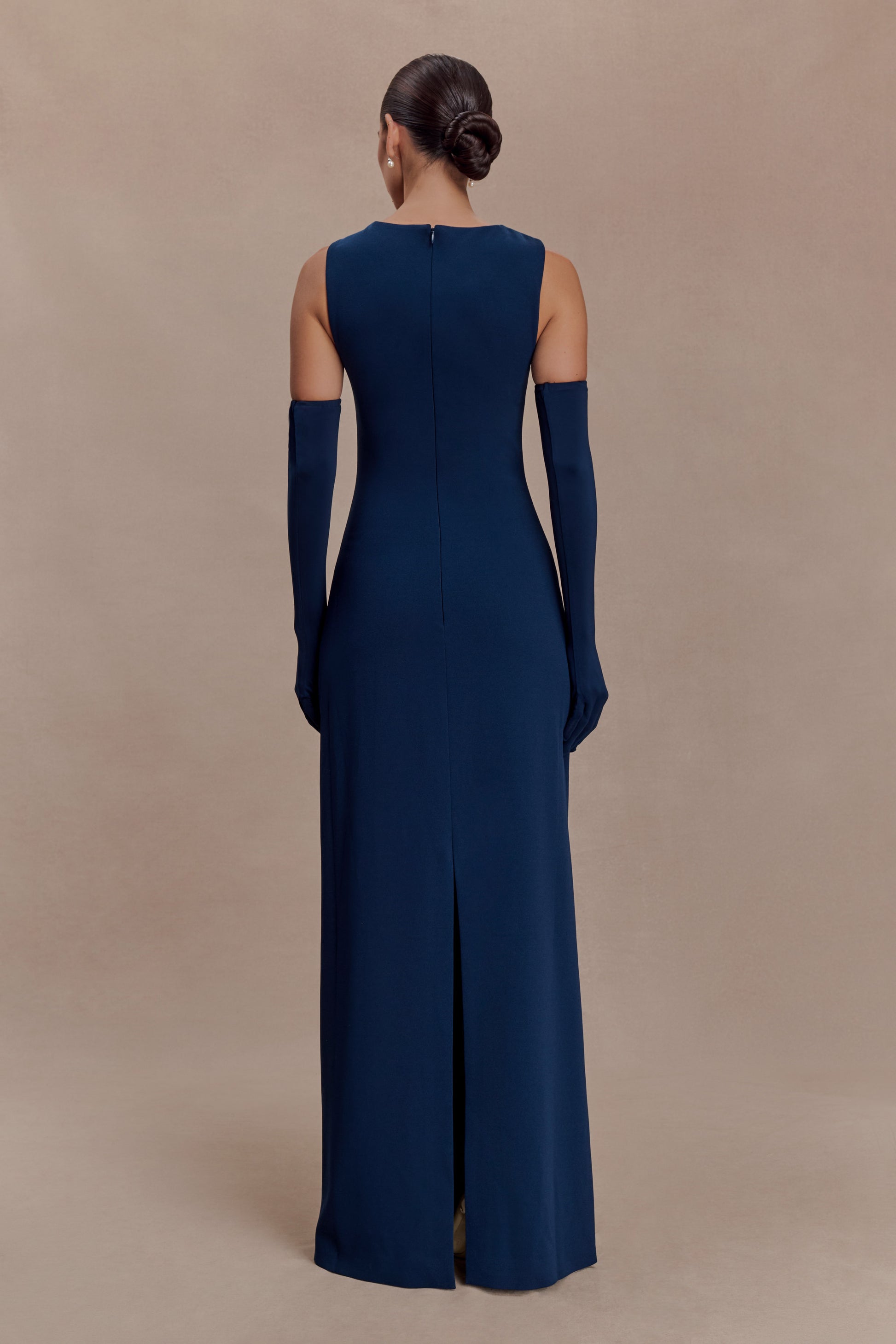 Rhea Detachable Cape Jersey Maxi Dress - Navy #6