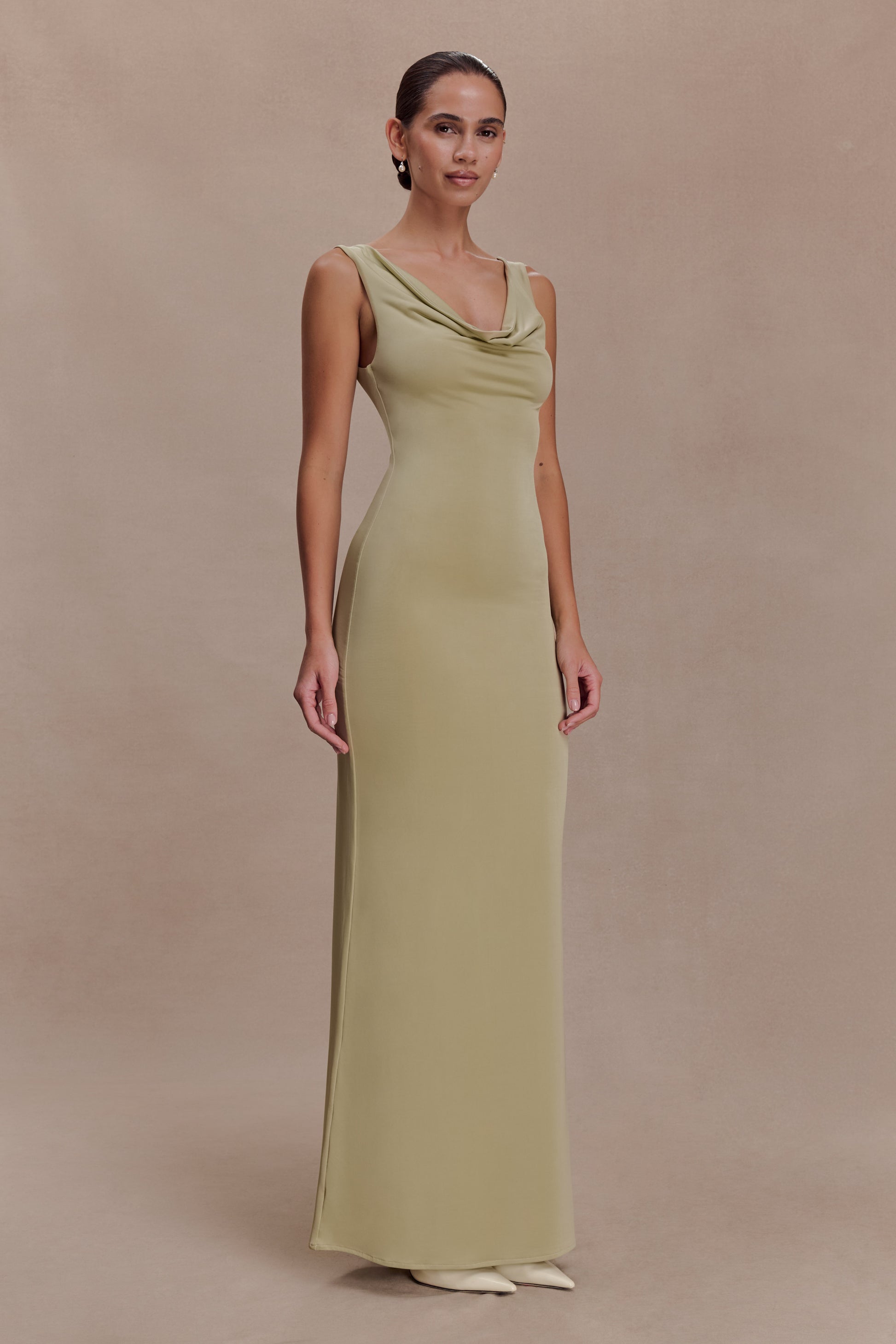 Marta Slinky Cowl Maxi Dress - Sage #4