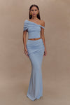 Irene Gathered Knit Maxi Skirt - Blue