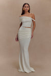 Irene Gathered Knit Maxi Skirt - Ivory