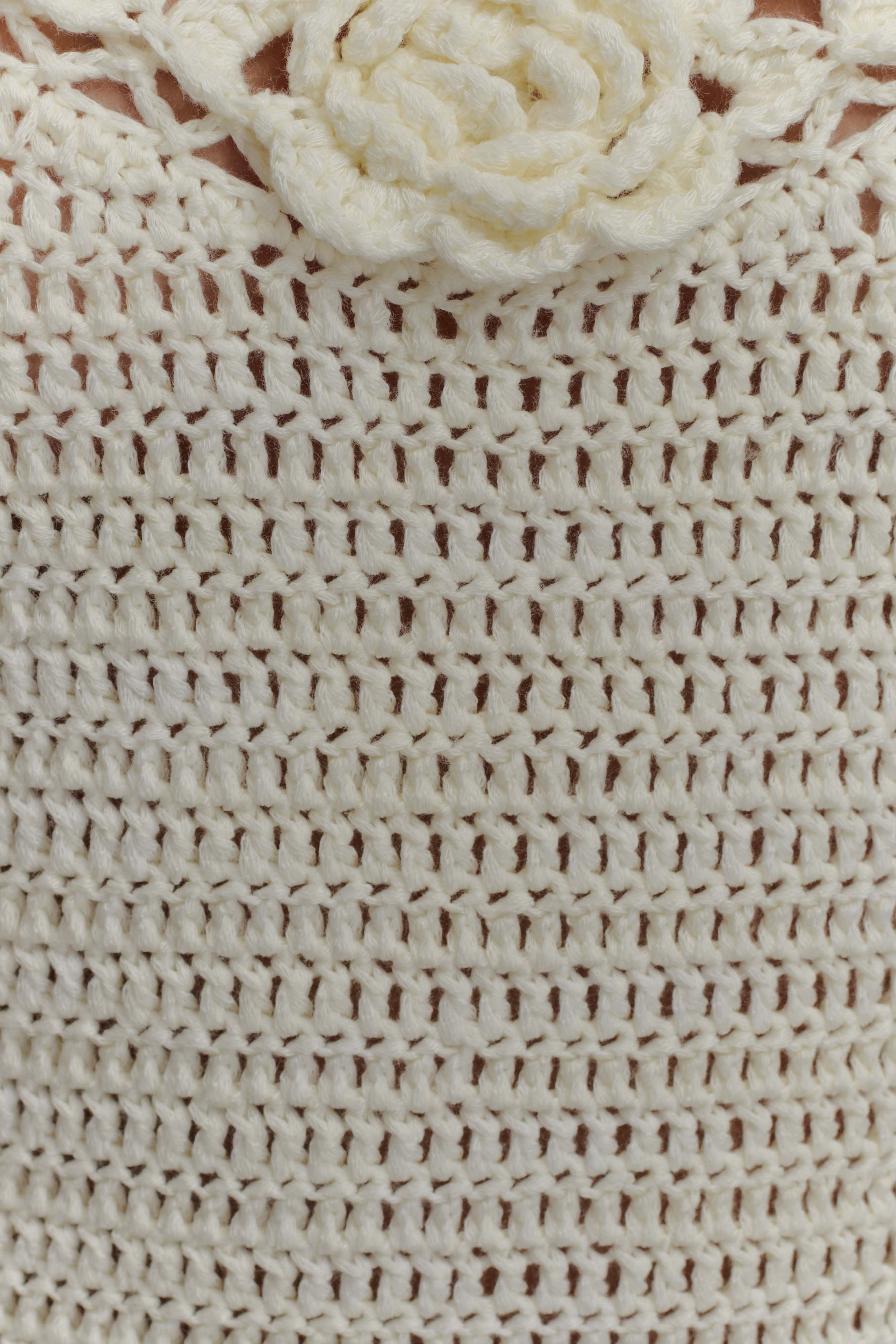 Liyah Floral Hand Crochet Mini Dress - Ivory | MESHKI
