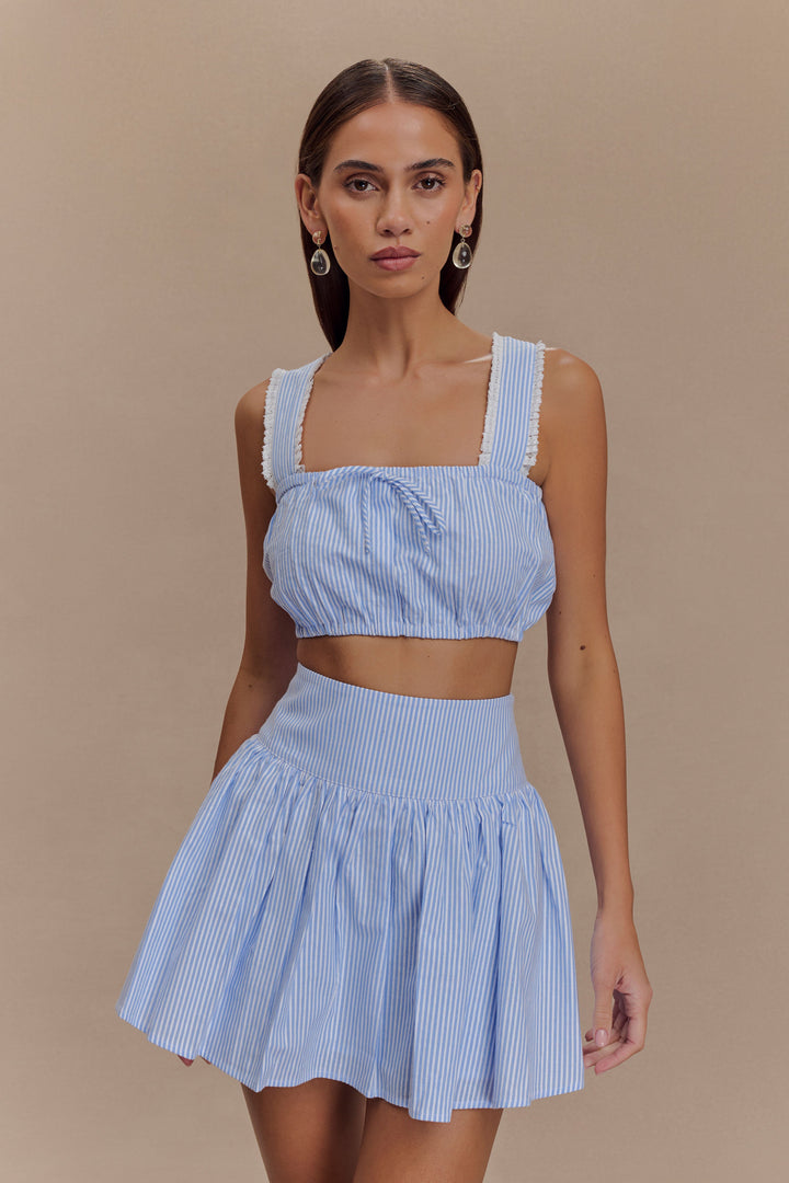 Blue-on-Blue Pinstripe Stretch Fresco Dress Pants
