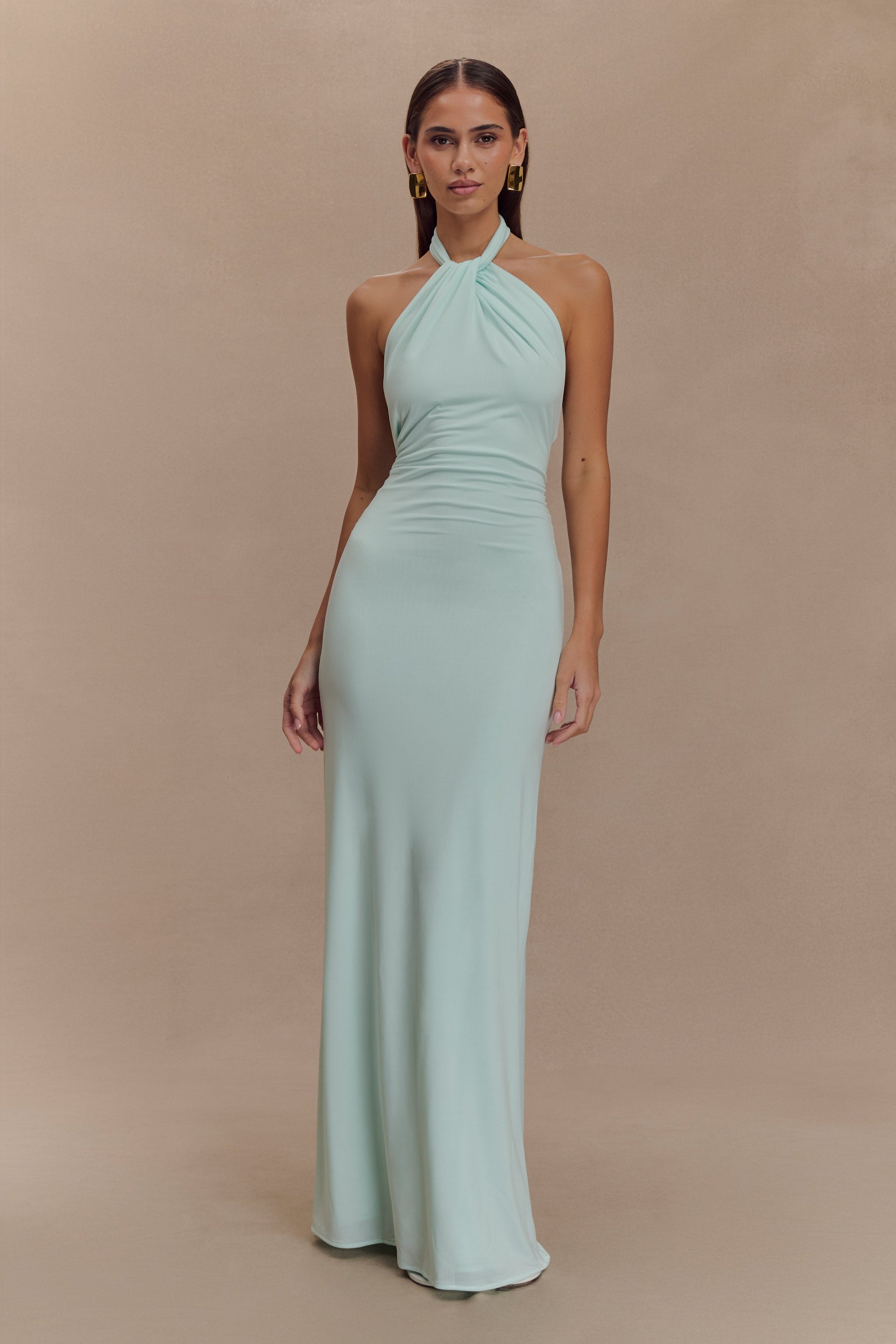 Elyna Slinky Halter Maxi Dress - Lagoon