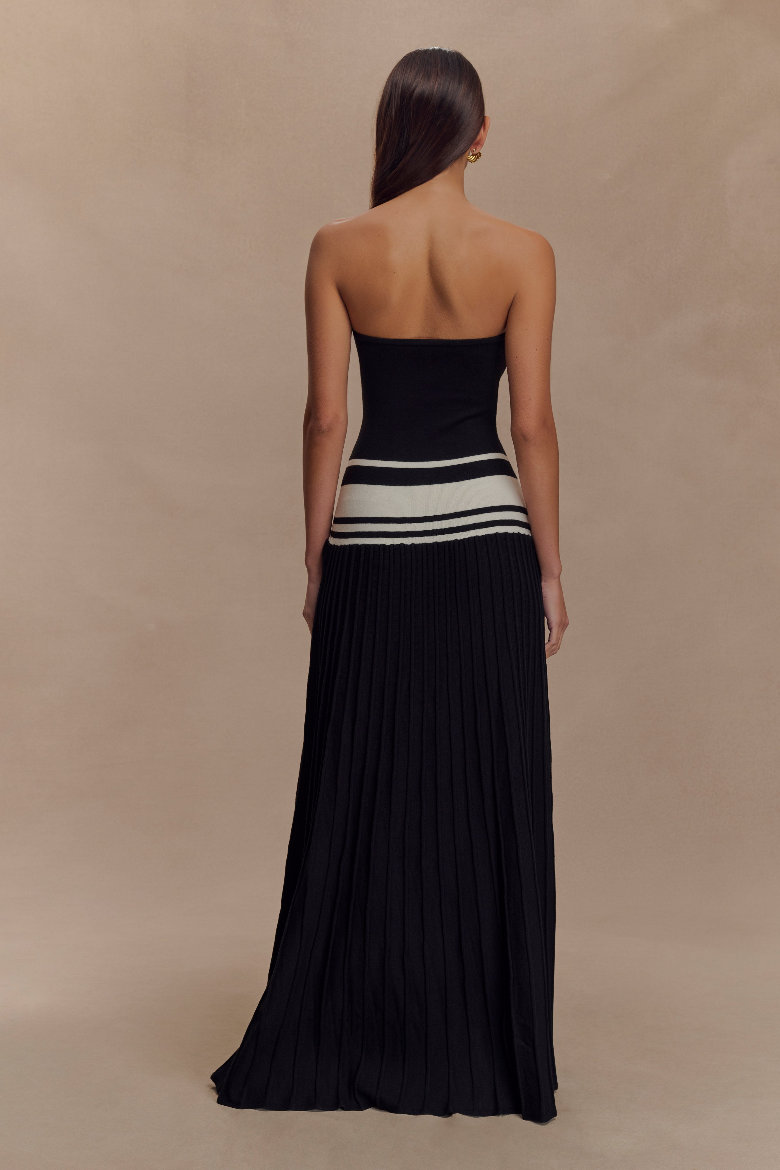 Solaris Strapless Contrast Knit Maxi Dress
