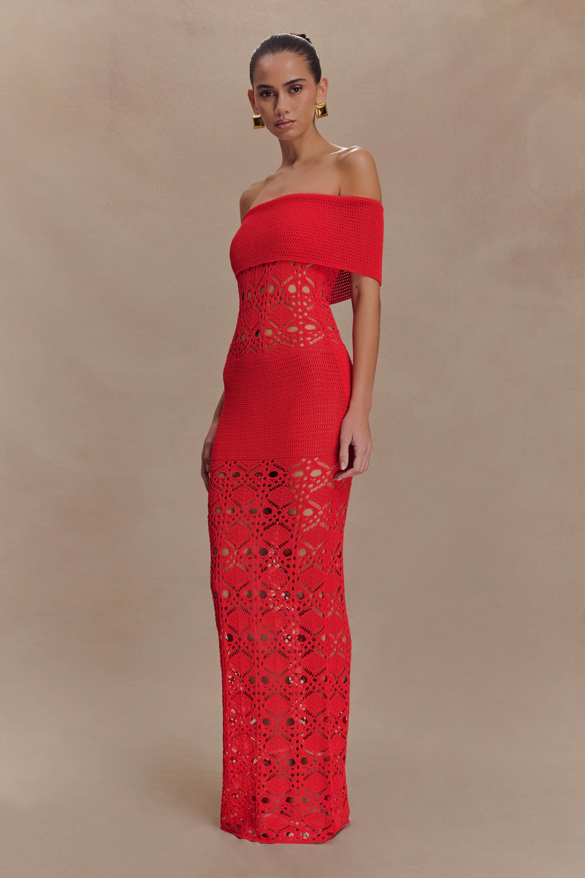blood orange dress Boat Neck Mix Dress - Blood Orange