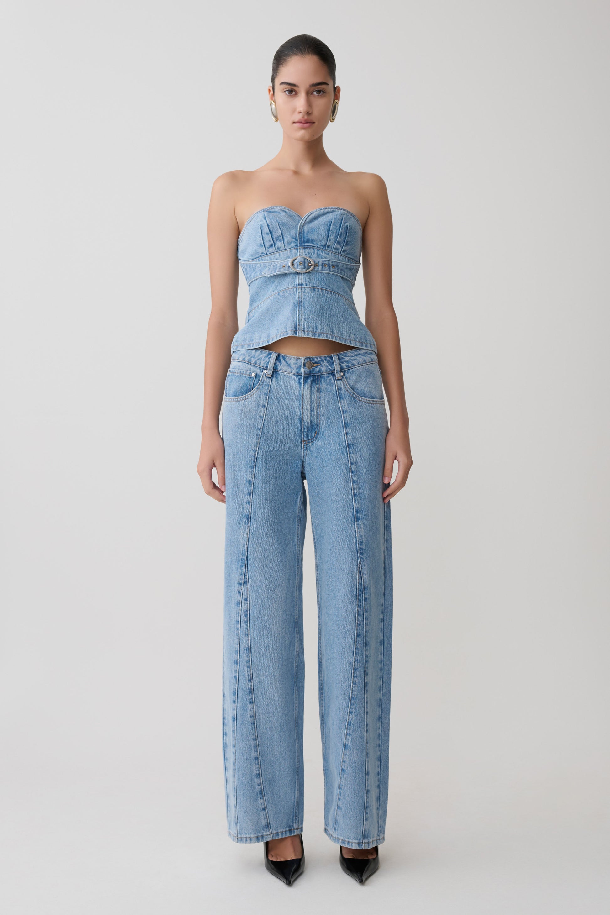 Roy Mid Rise Wide Leg Denim Jeans - Classic Blue #7