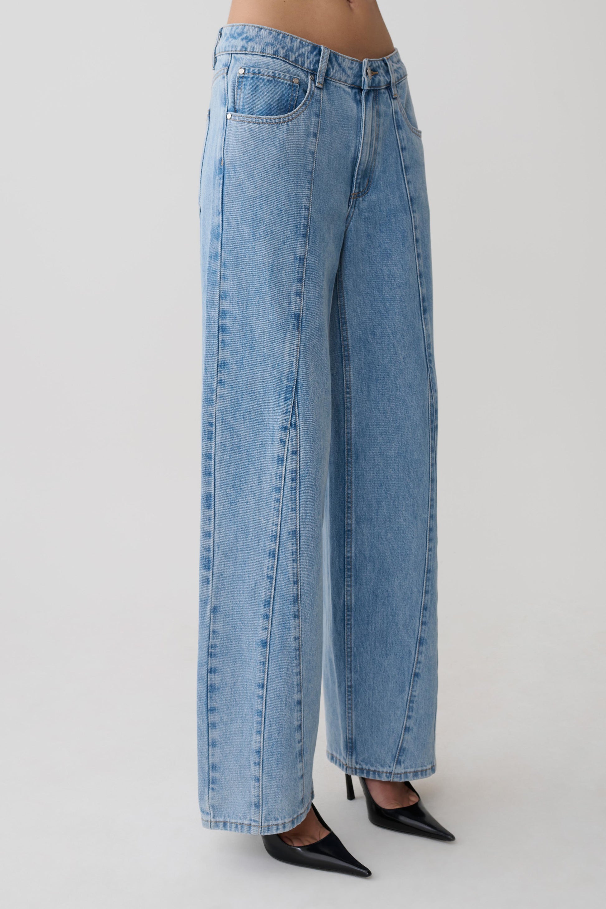 Roy Mid Rise Wide Leg Denim Jeans - Classic Blue #5
