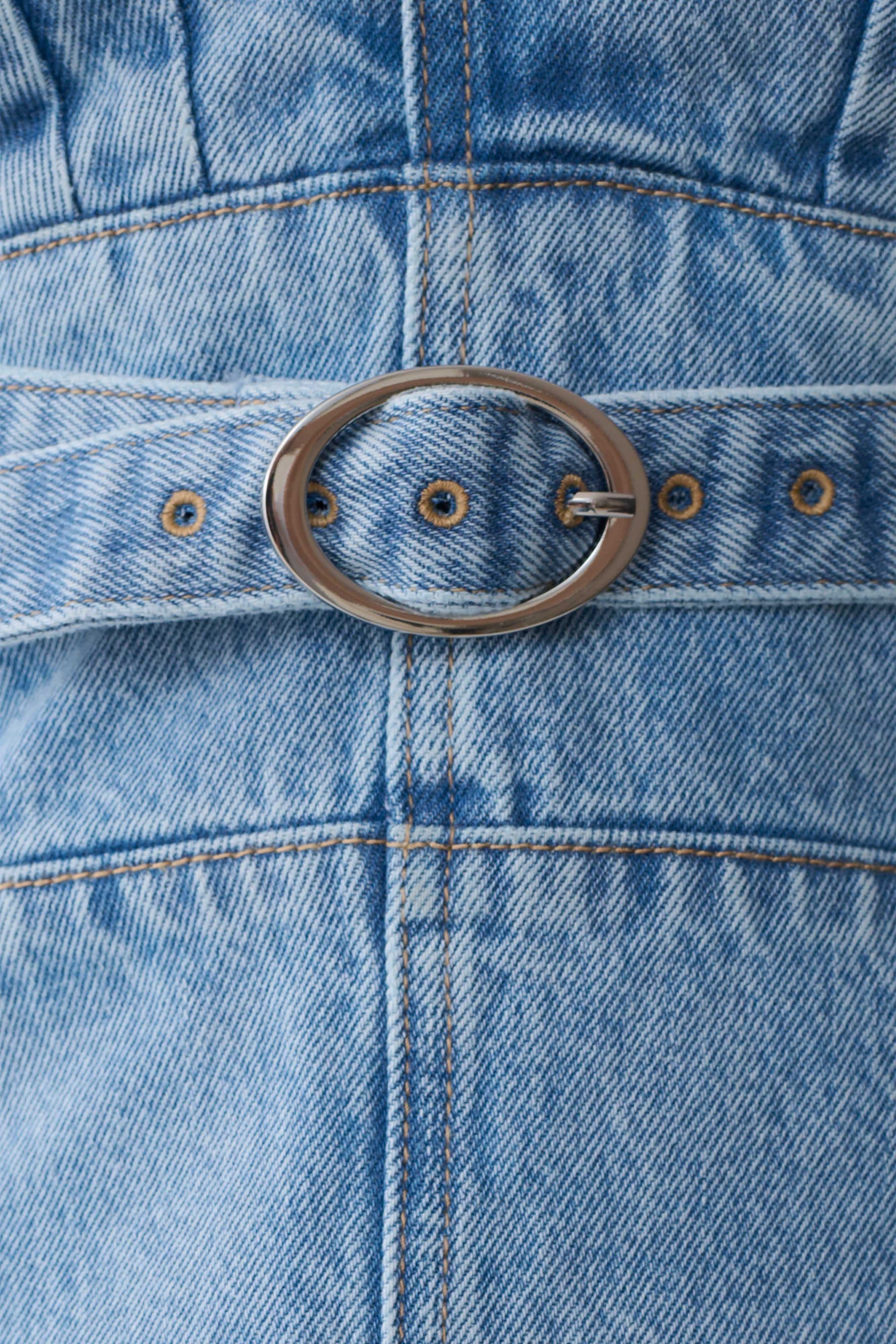 Tommy Strapless Denim Top With Buckle - Classic Blue #8