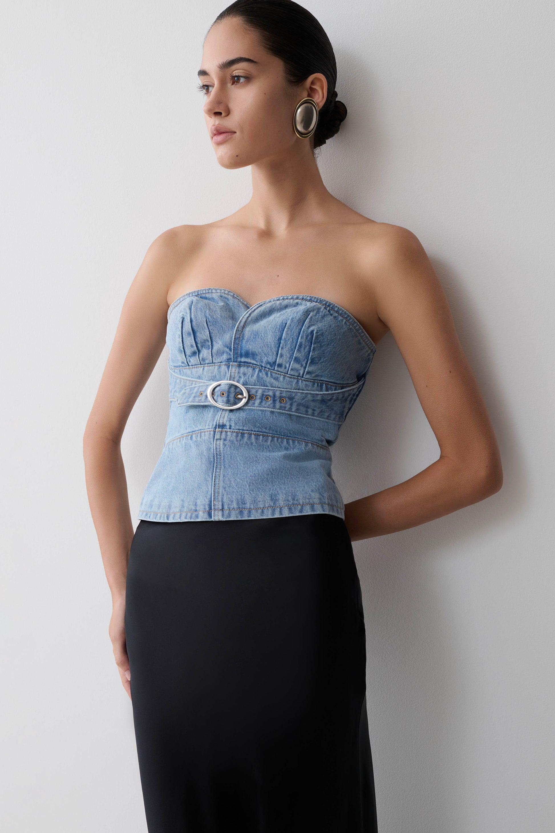 Tommy Strapless Denim Top With Buckle - Classic Blue #3