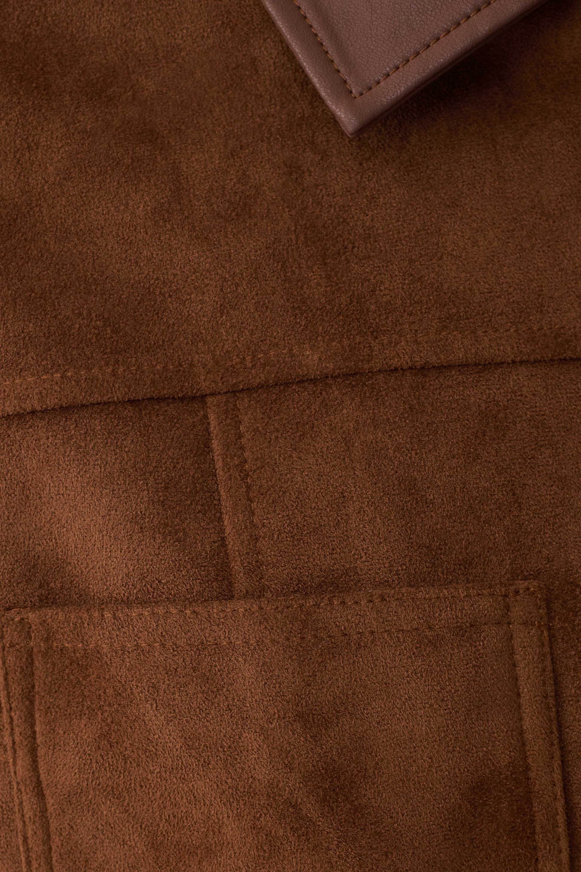 Remy Faux Suede & Leather Collared Jacket - Tan #8