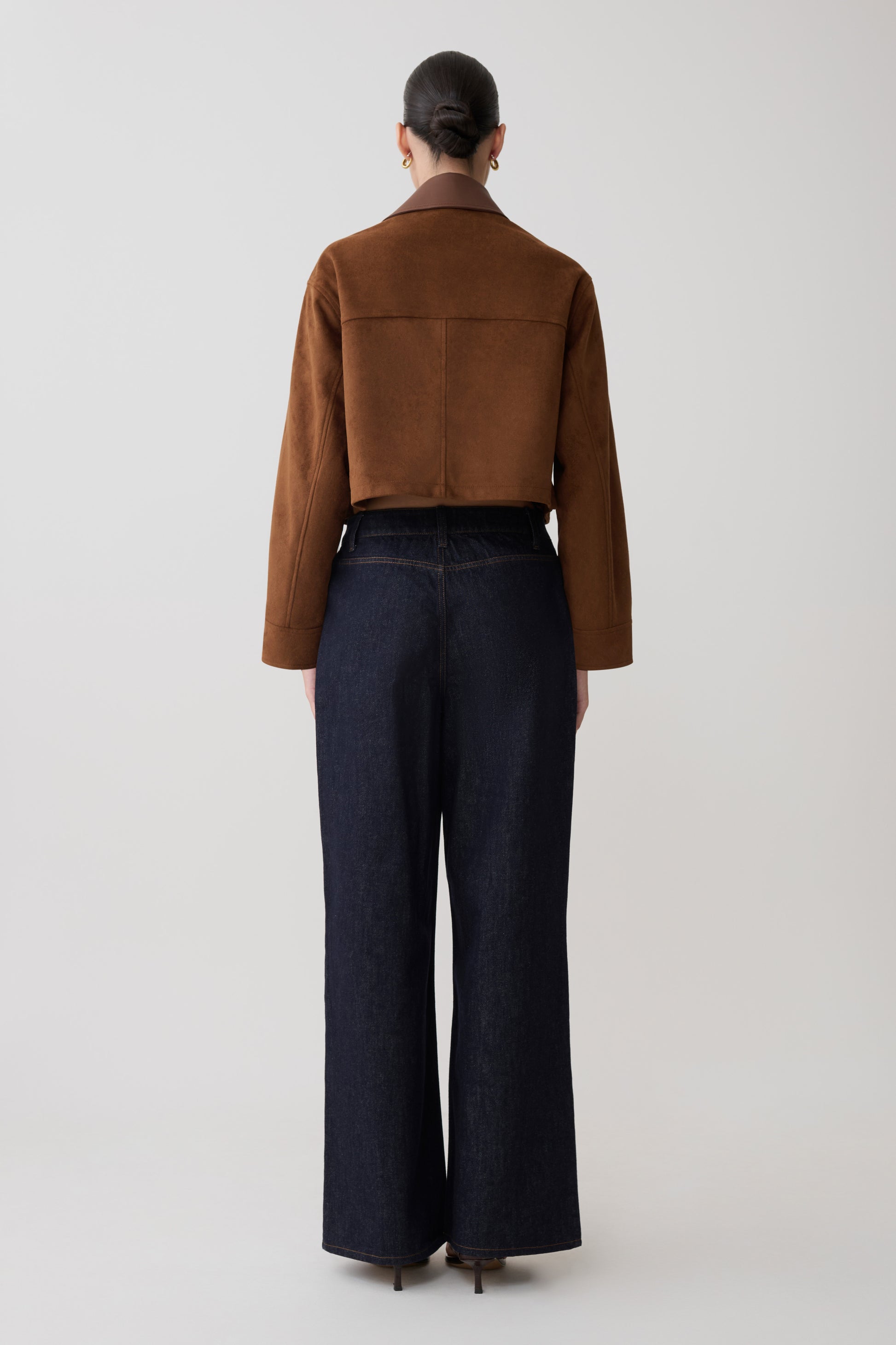 Remy Faux Suede & Leather Collared Jacket - Tan #2