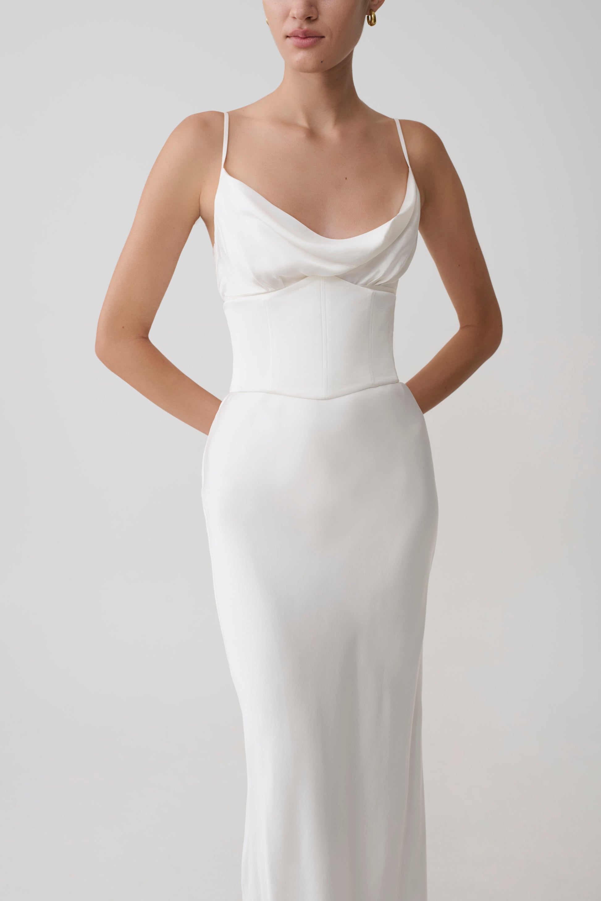 Seraphine Corset Satin Maxi Dress - Ivory #3