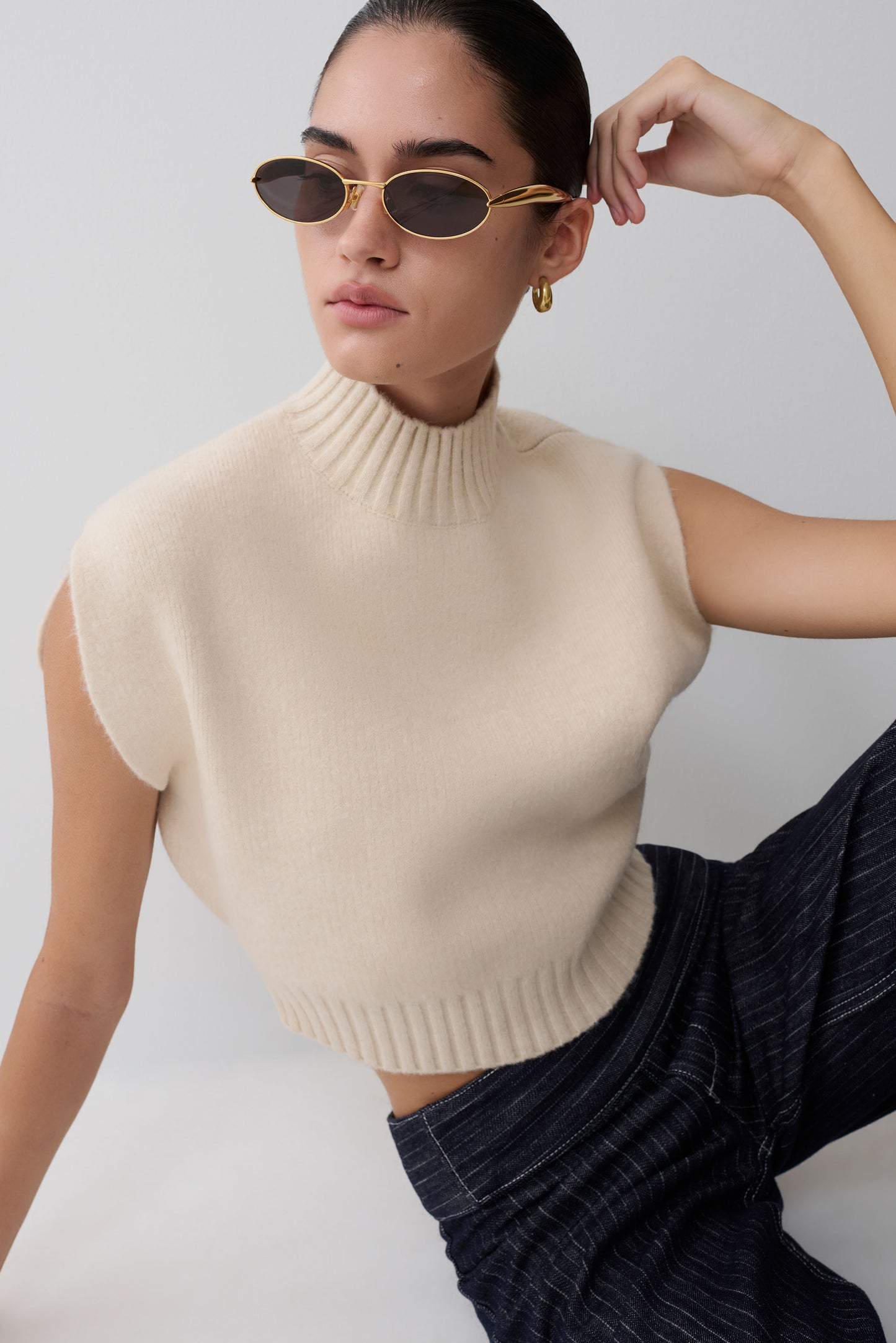 Niko Knit Oversized Top - Ivory
