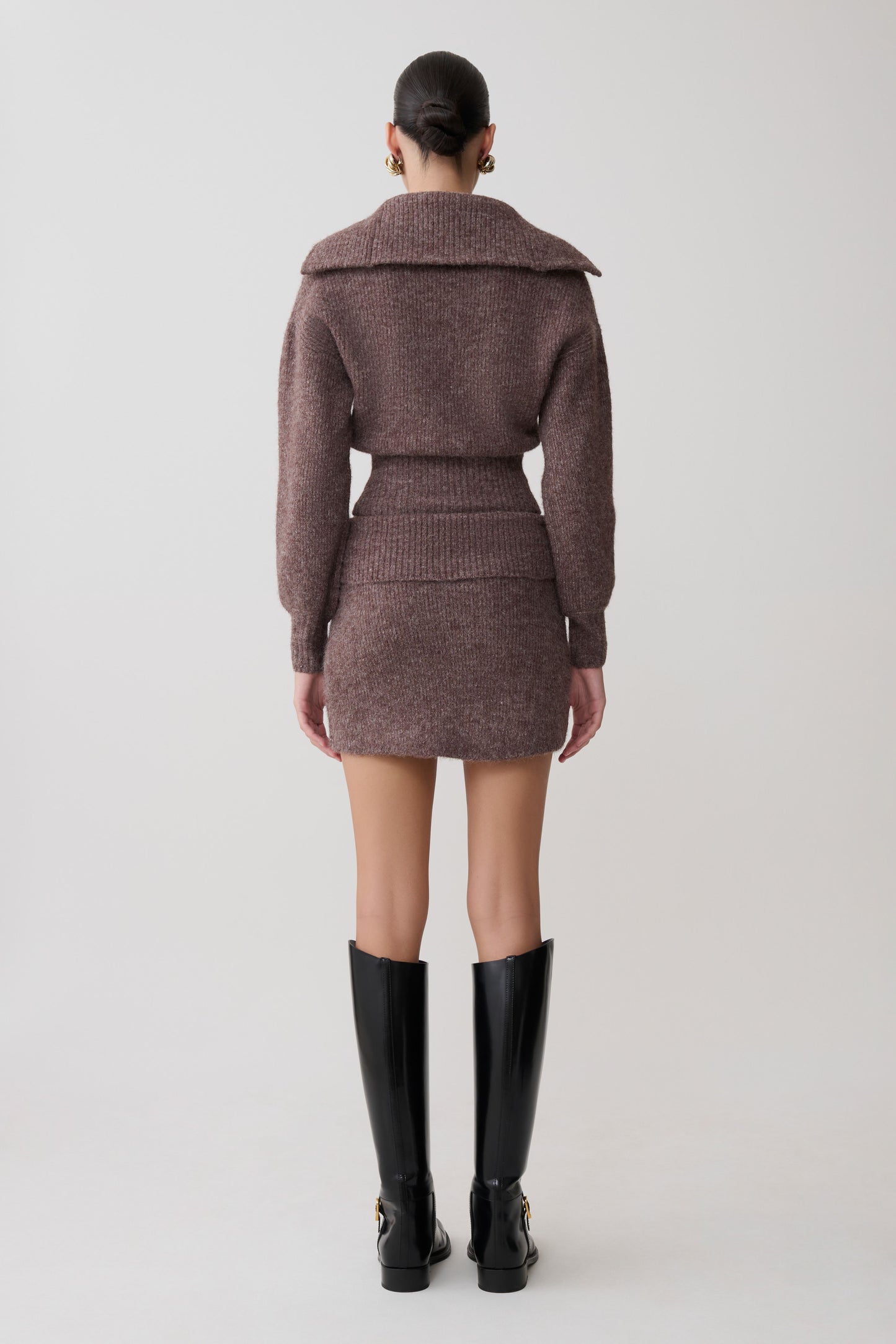 Skylaine Knit Mini Skirt - Brown Marle
