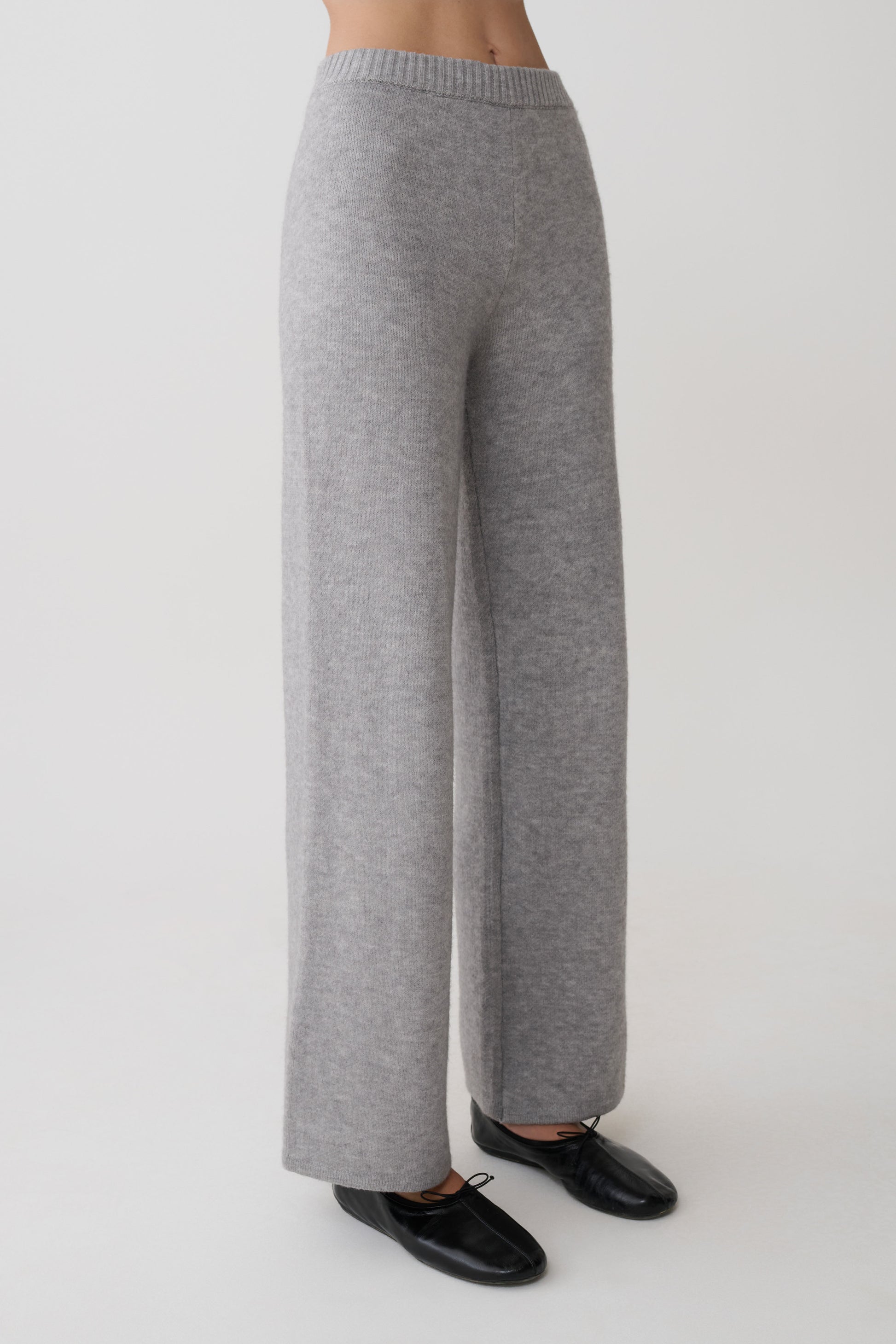 Evan Knit Wide Leg Pants - Grey Marle #5