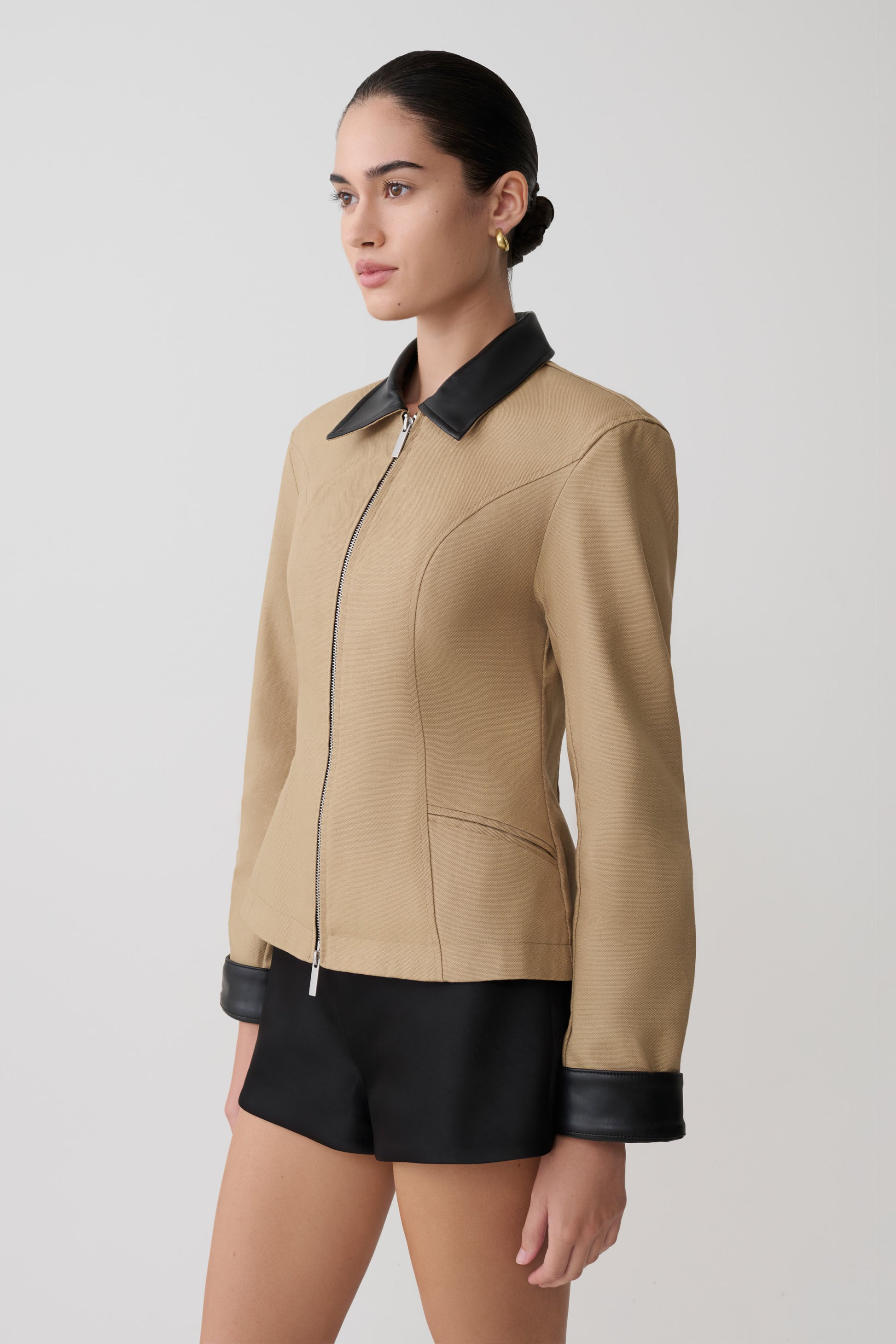 Solange Zip Up Collared Jacket - Natural #6