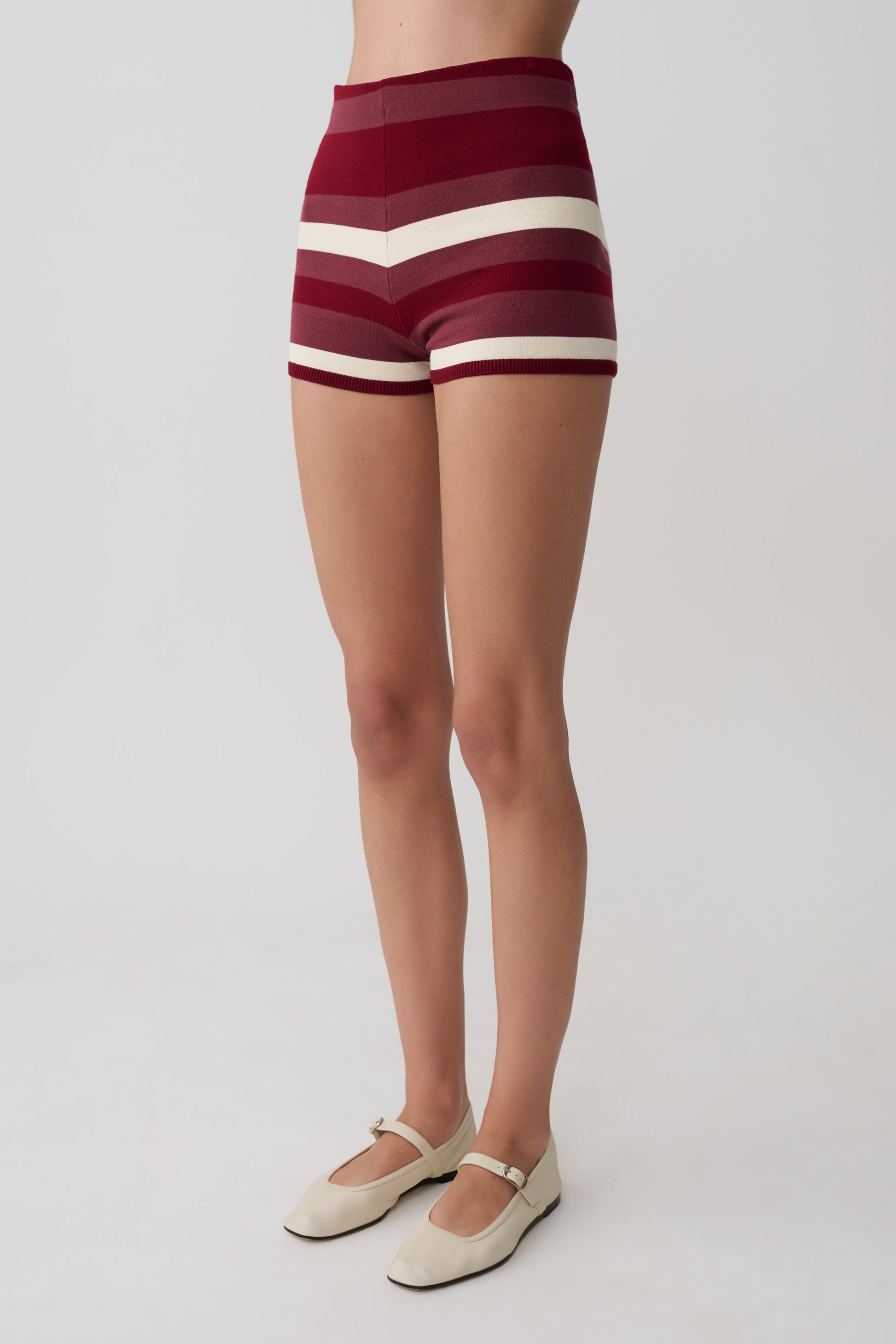 Philly Stripe Knit Short - Burgundy/Cream #4
