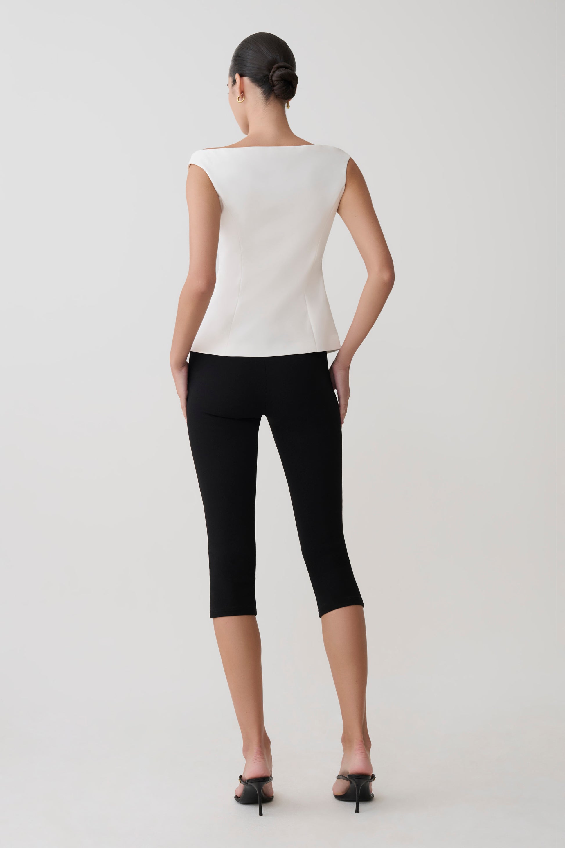 Billie Off Shoulder Sleeveless Button Top - White #9