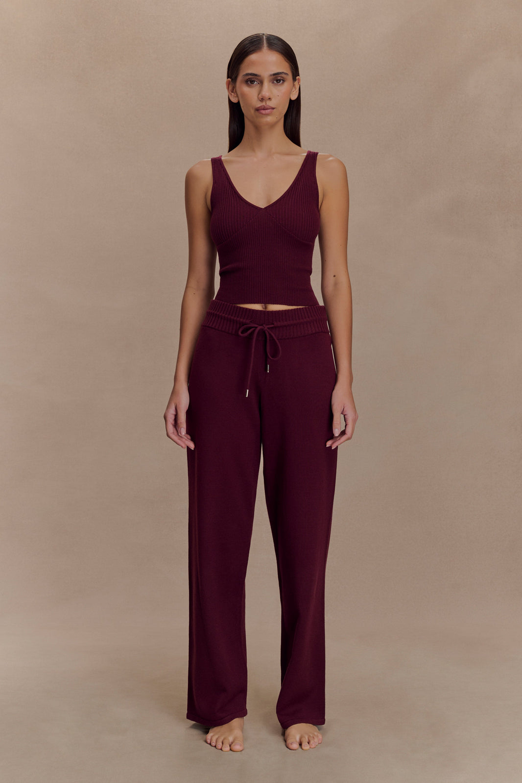 Natalya Knit Wide Leg Pants - Ivory main image 1