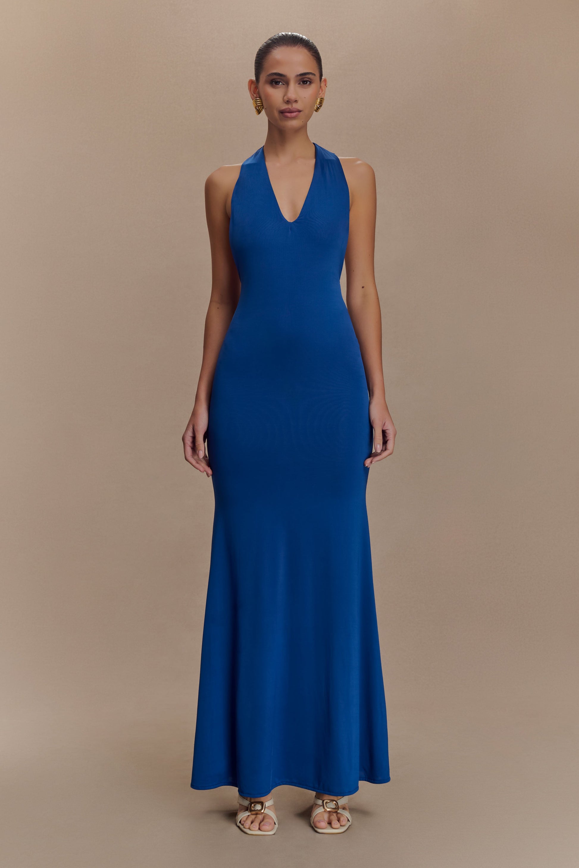 Elke Slinky V Neck Maxi Dress - Cobalt | MESHKI Elke Slinky V Neck Maxi Dress - Cobalt | MESHKI