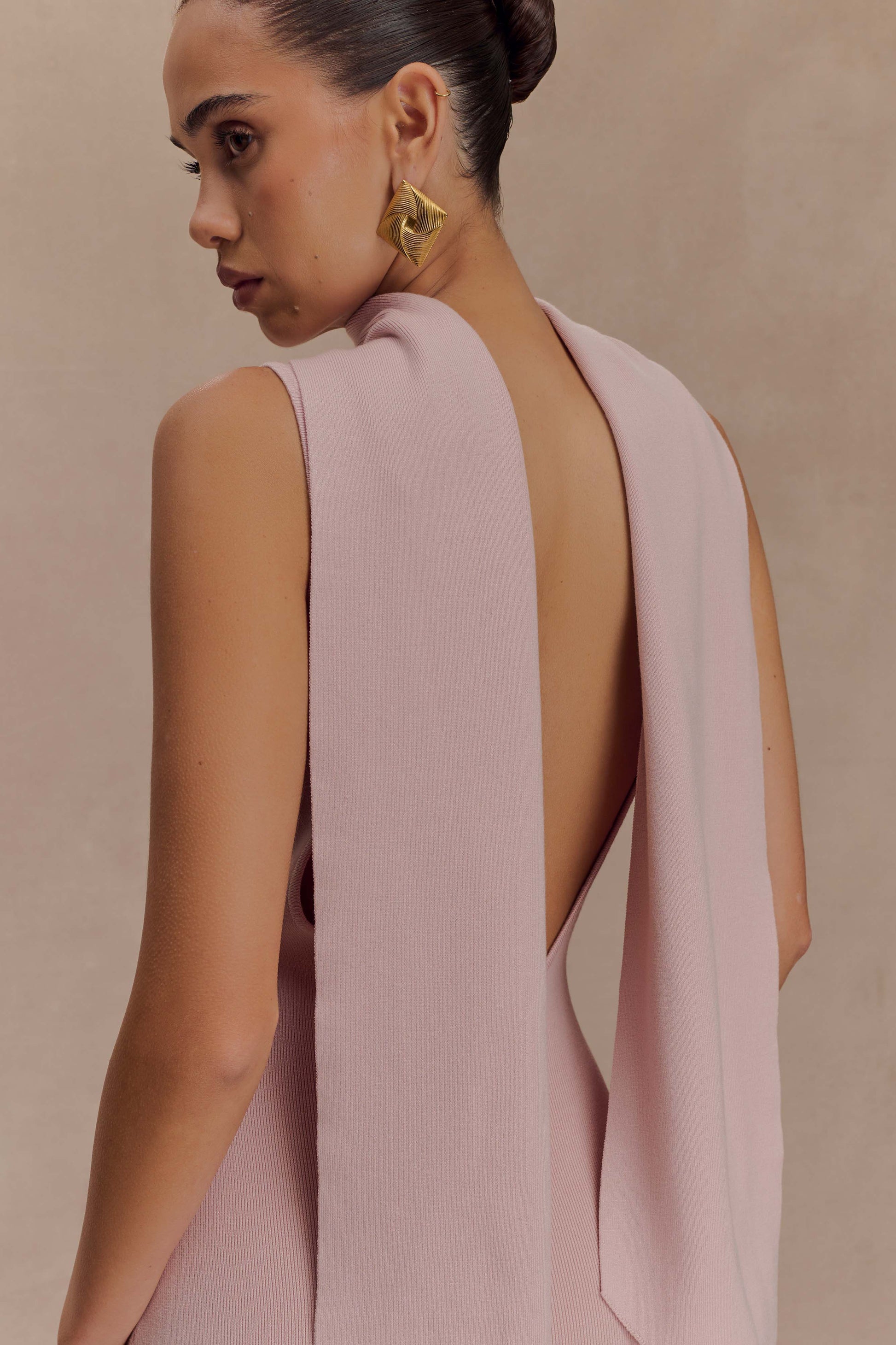 Darby Knit Scarf Maxi Dress - Pale Pink | MESHKI Darby Knit Scarf Maxi Dress - Pale Pink | MESHKI