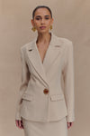 Max Cinched Waist Blazer - Ivory Stone