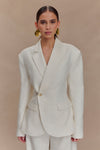 Jameson Cinched Linen Blazer - Oat Marle