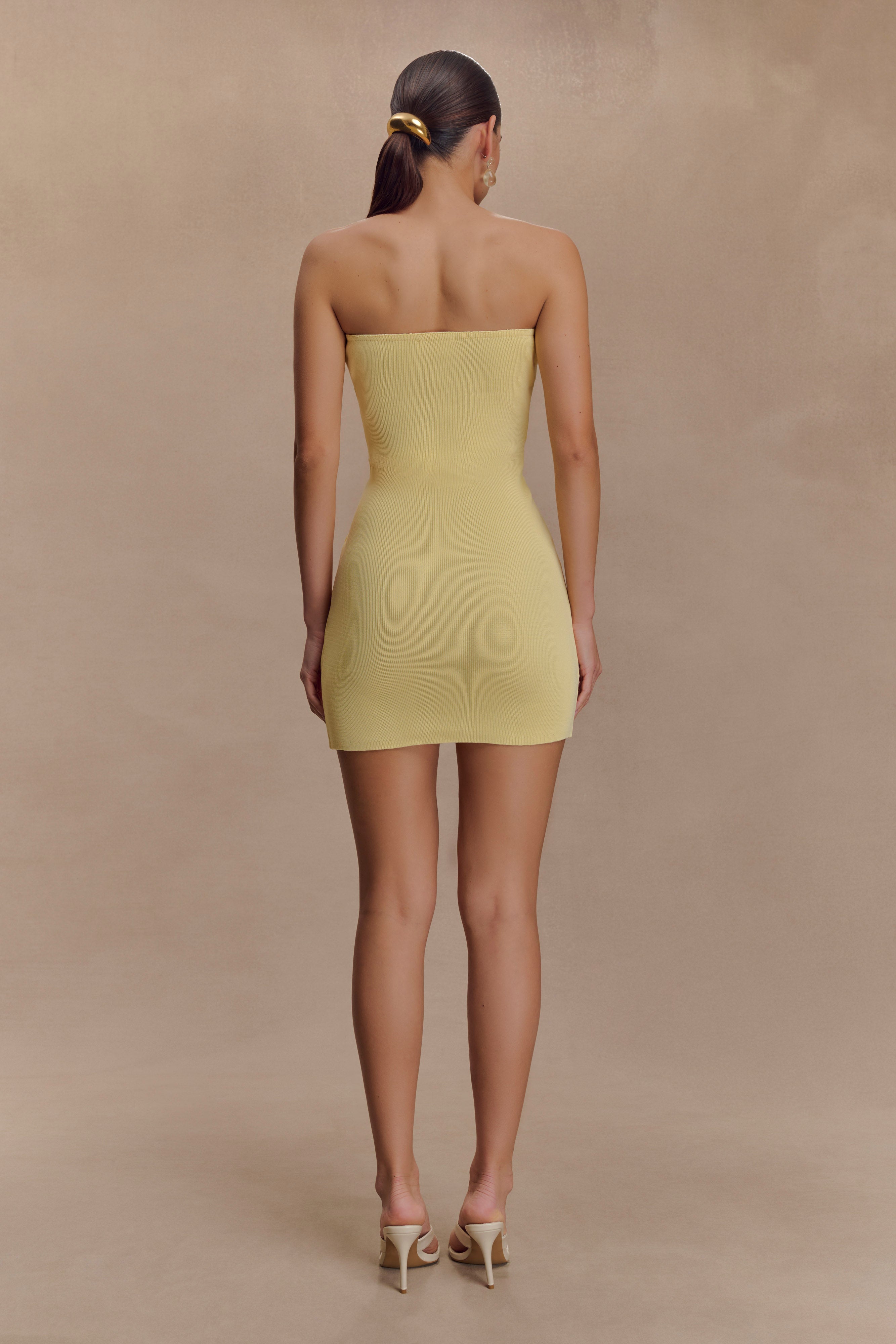 Rian Strapless Knit Mini Dress - Lemon & MESHKI