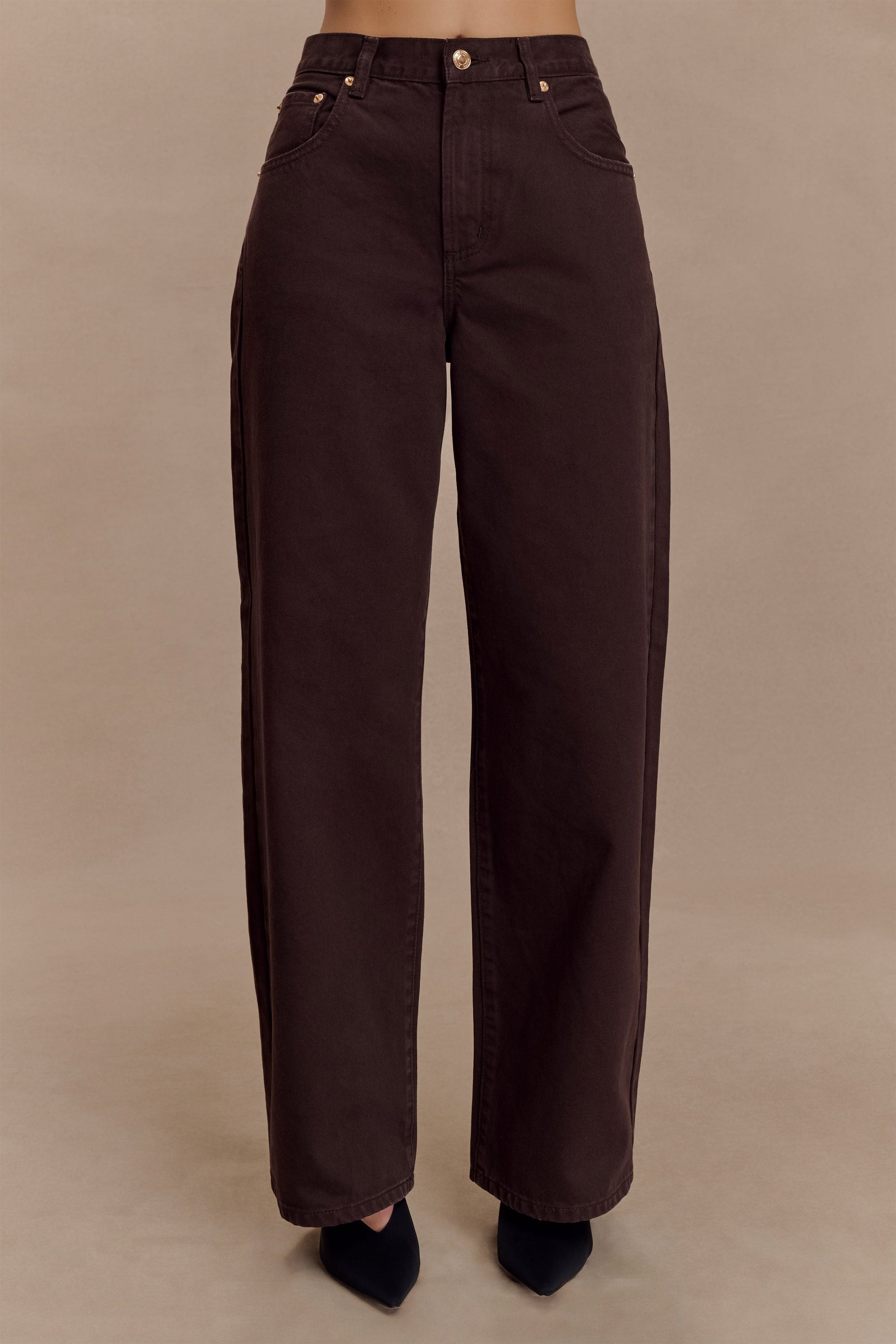 Mannon Mid Rise Denim Jeans - Chocolate