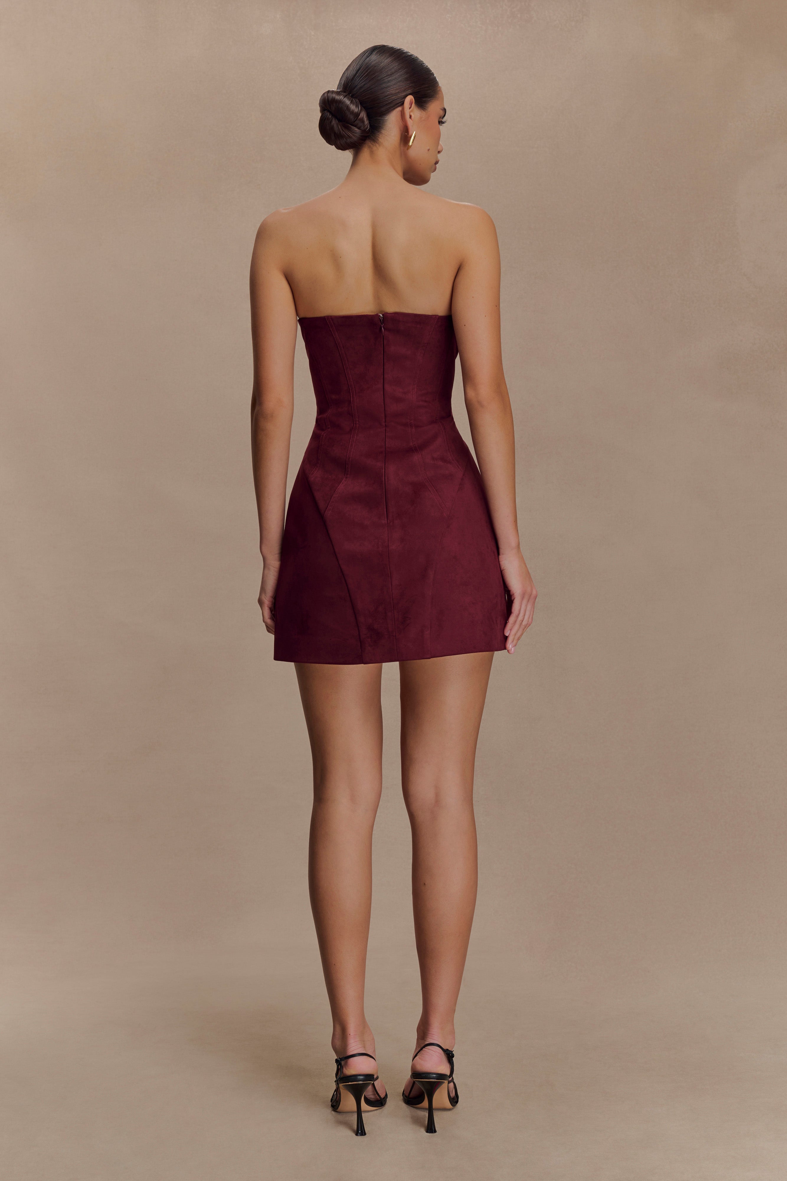 Andy Faux Suede Mini Dress Wine XXS