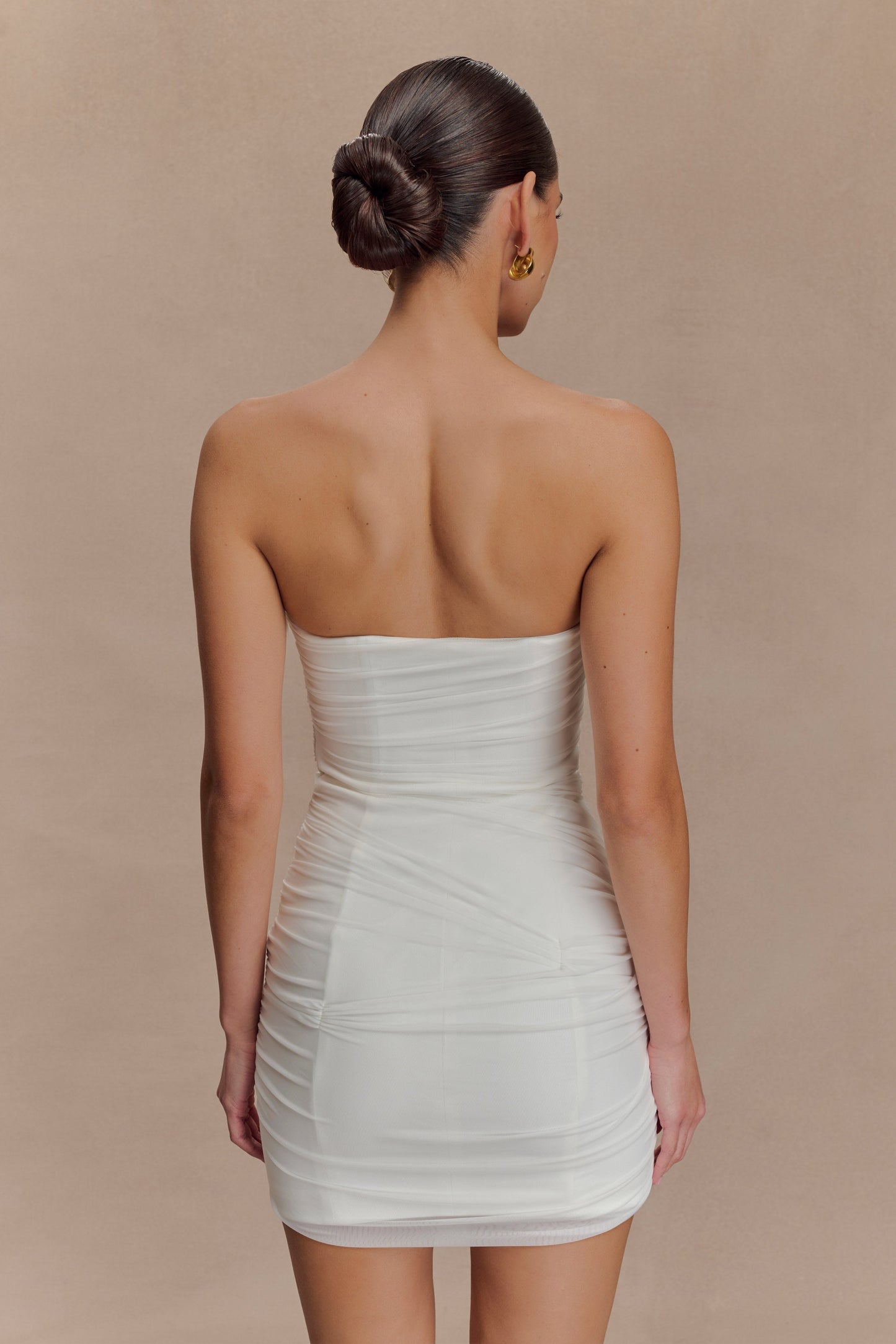 Jianna Strapless Mesh Mini Dress - White