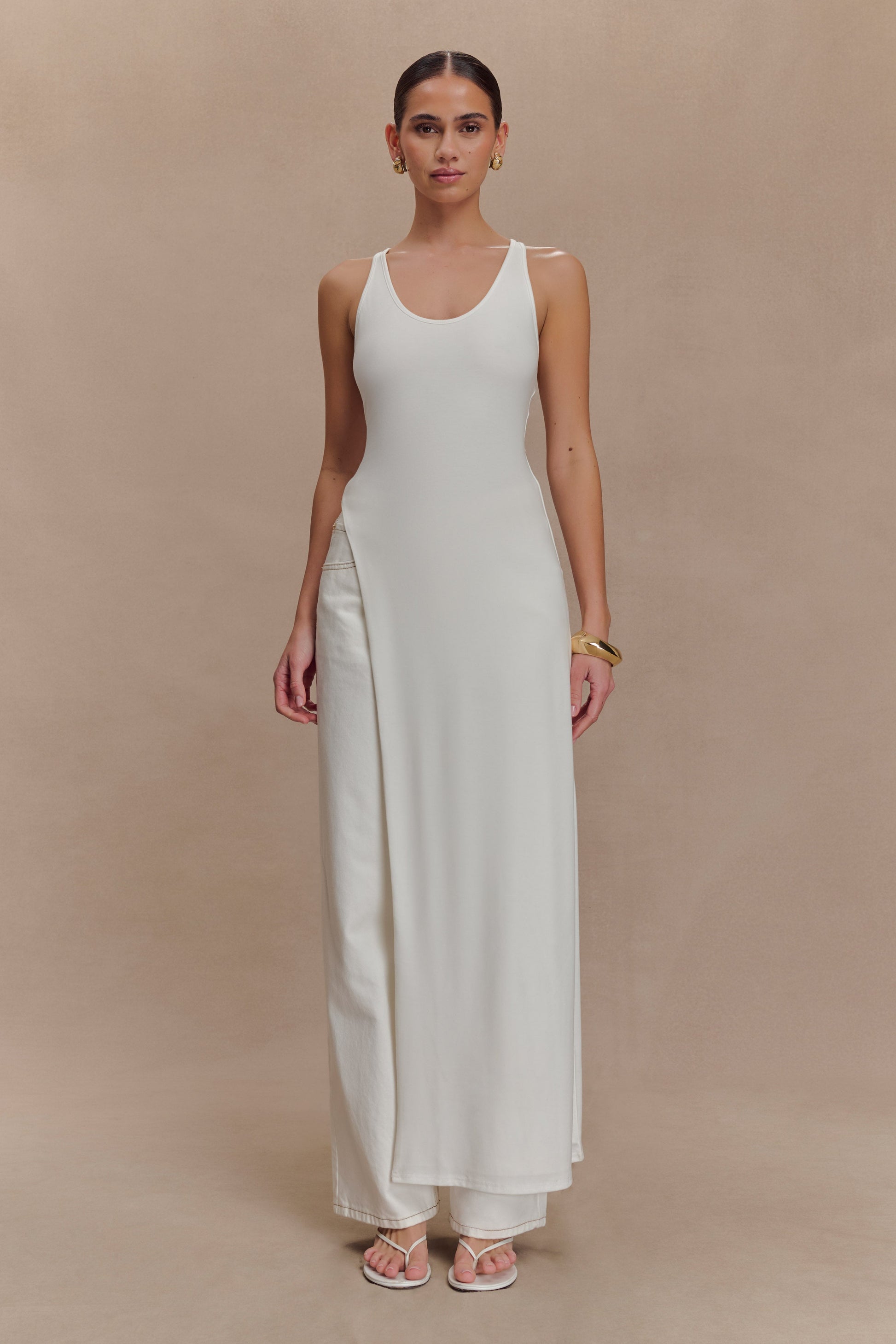 Ellerie Longline Racerback Top - White #2