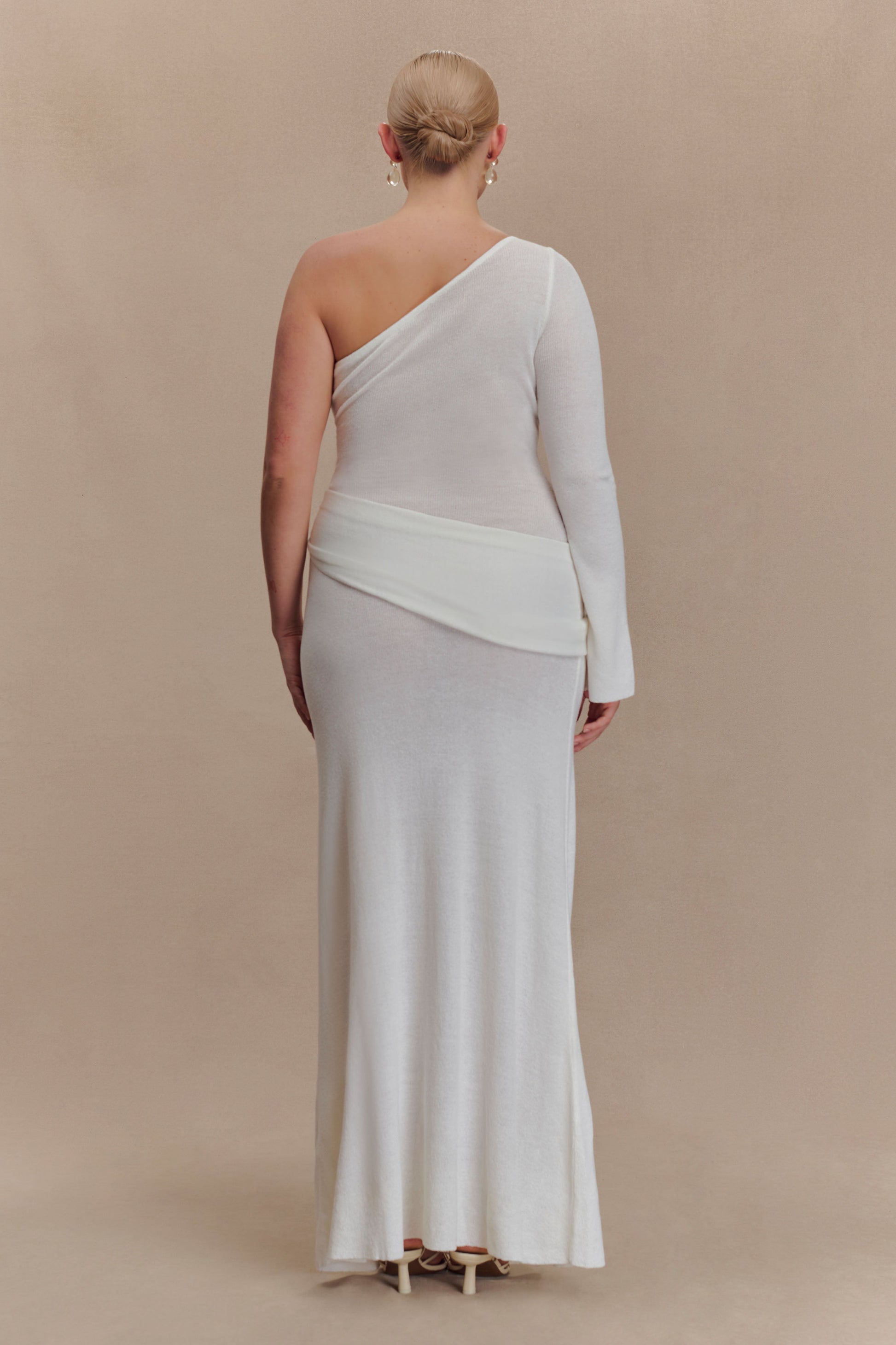 Alexius One Shoulder Knit Maxi Dress - Ivory #8