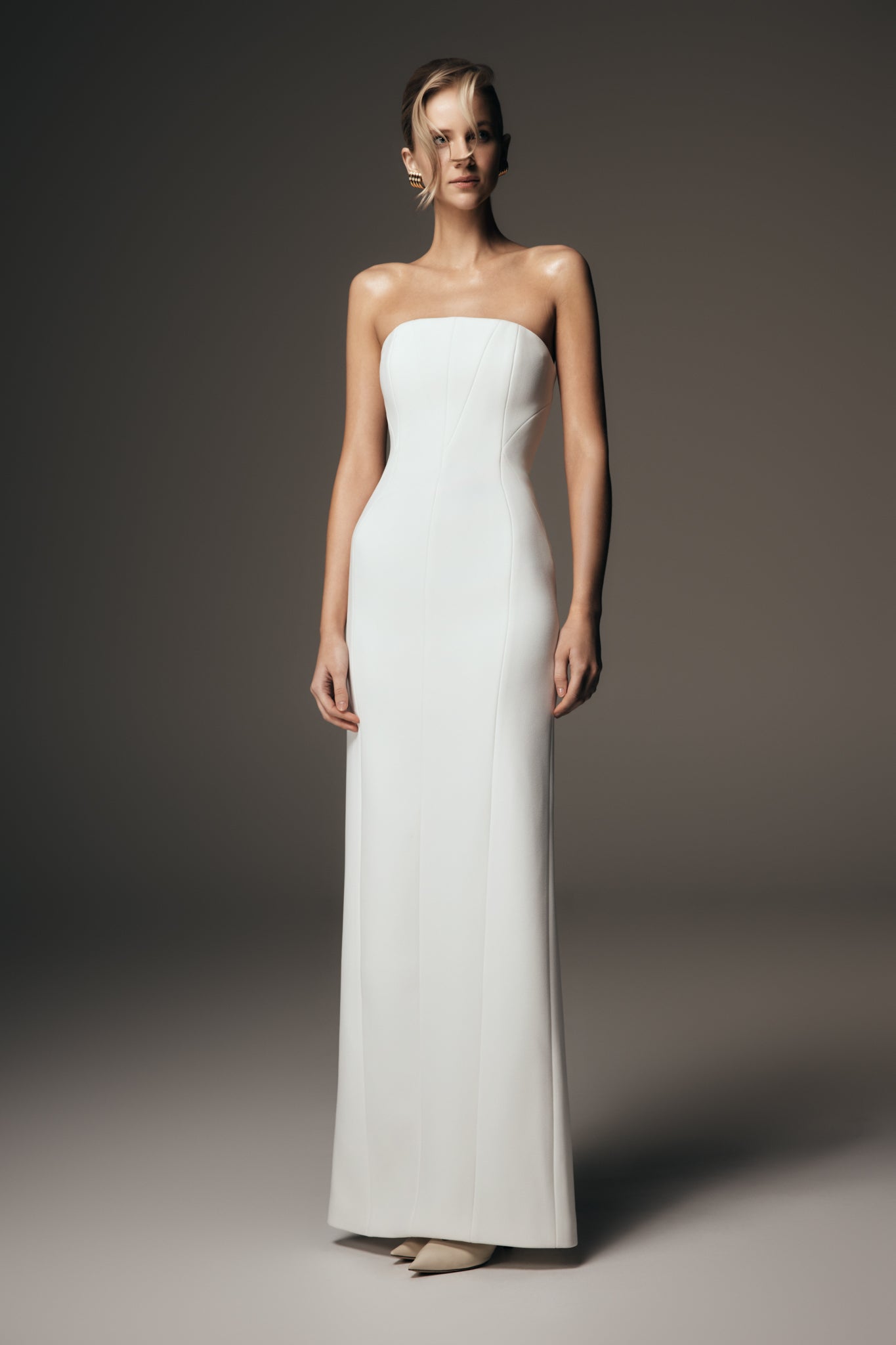 Kalila Strapless Crepe Maxi Dress - White