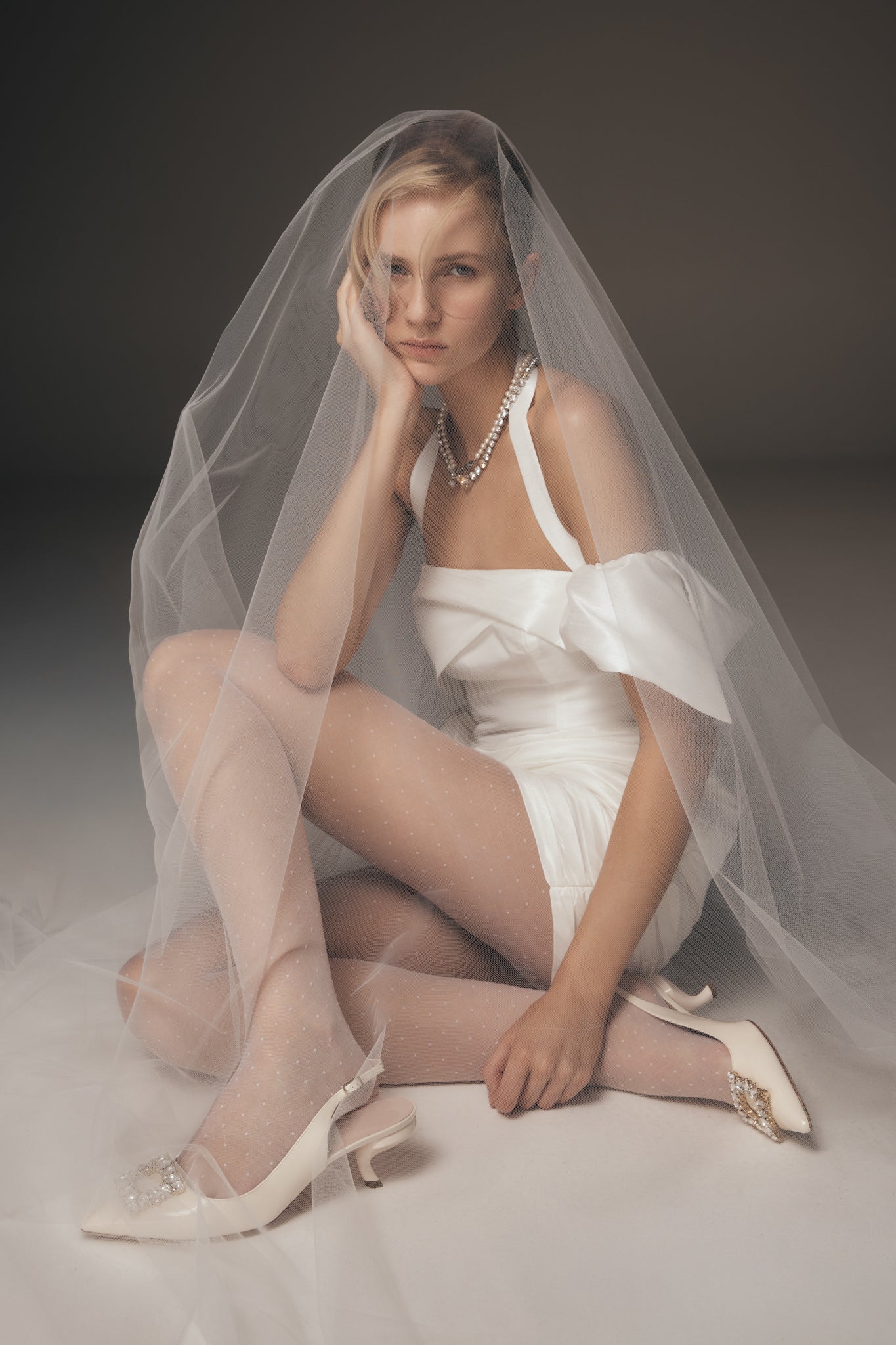 Claudine Taffeta Floral Mini Dress - White #7