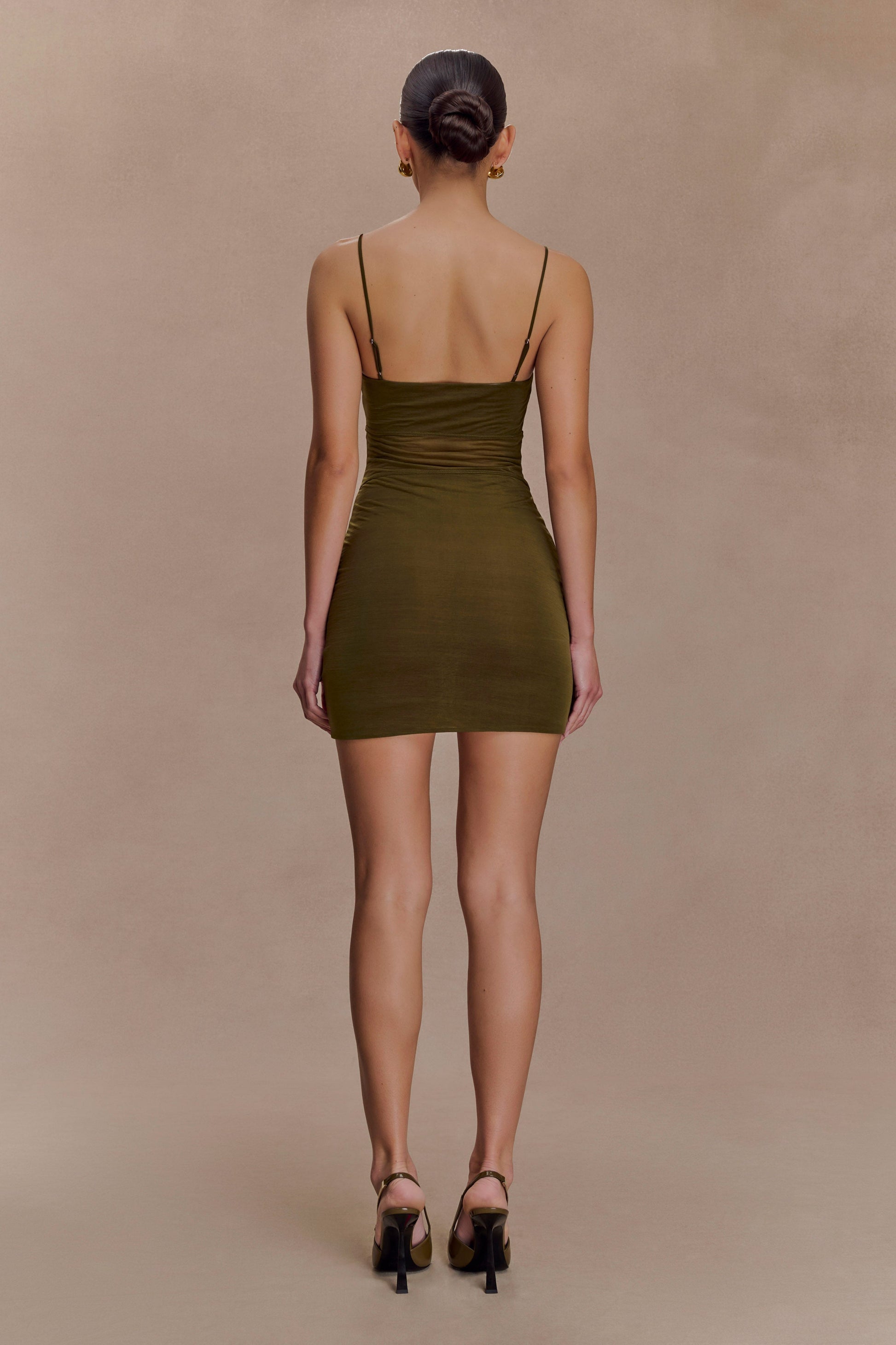 Maryk Mesh Mini Dress - Khaki #3