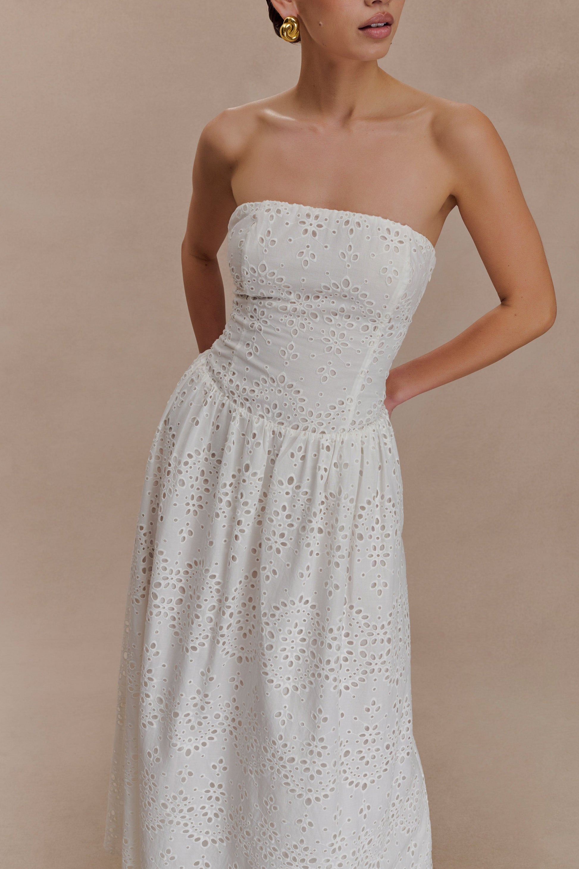 Maureen Broderie Strapless Maxi Dress - White #2