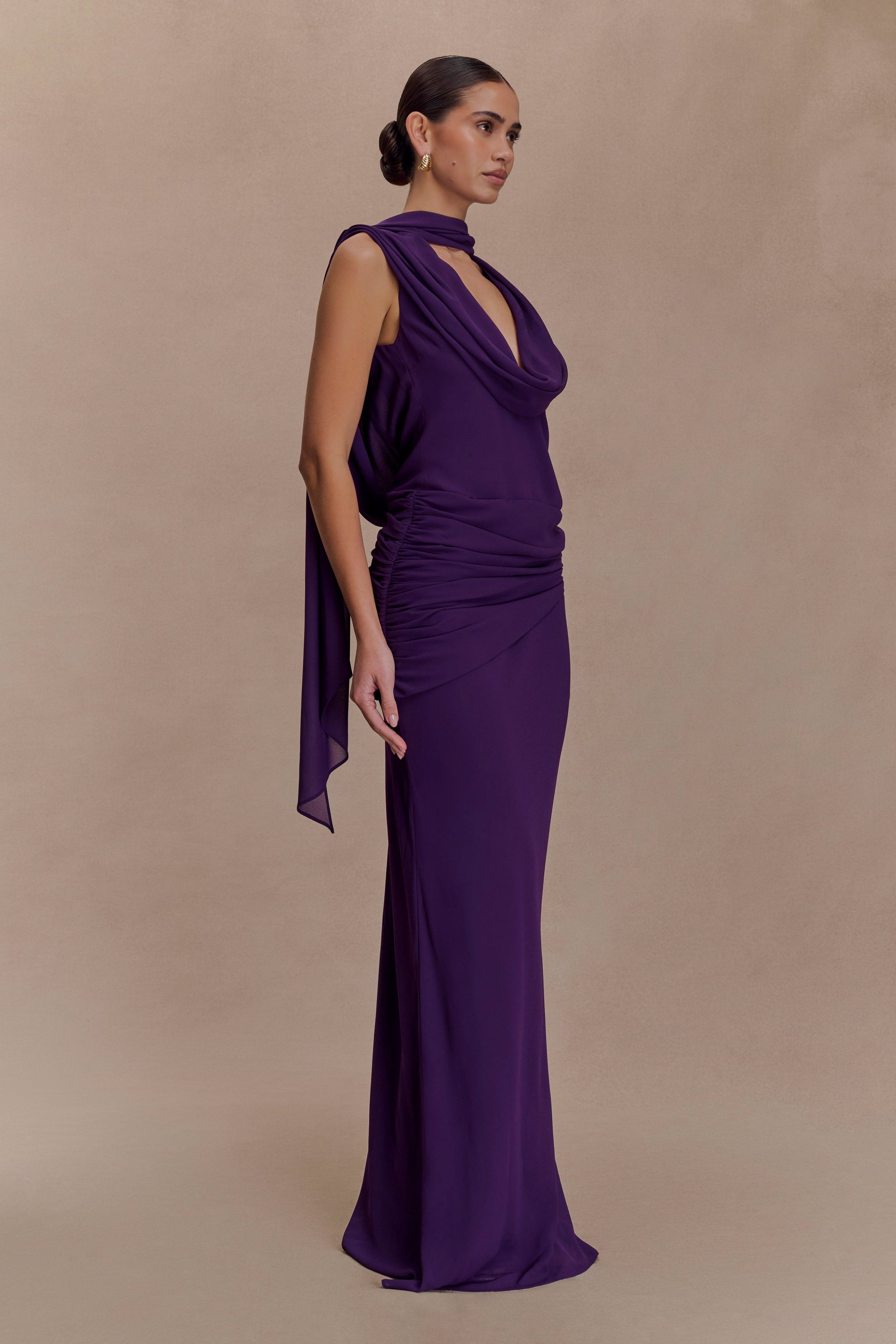 Giulia Chiffon Draped Maxi Dress - Purple #4
