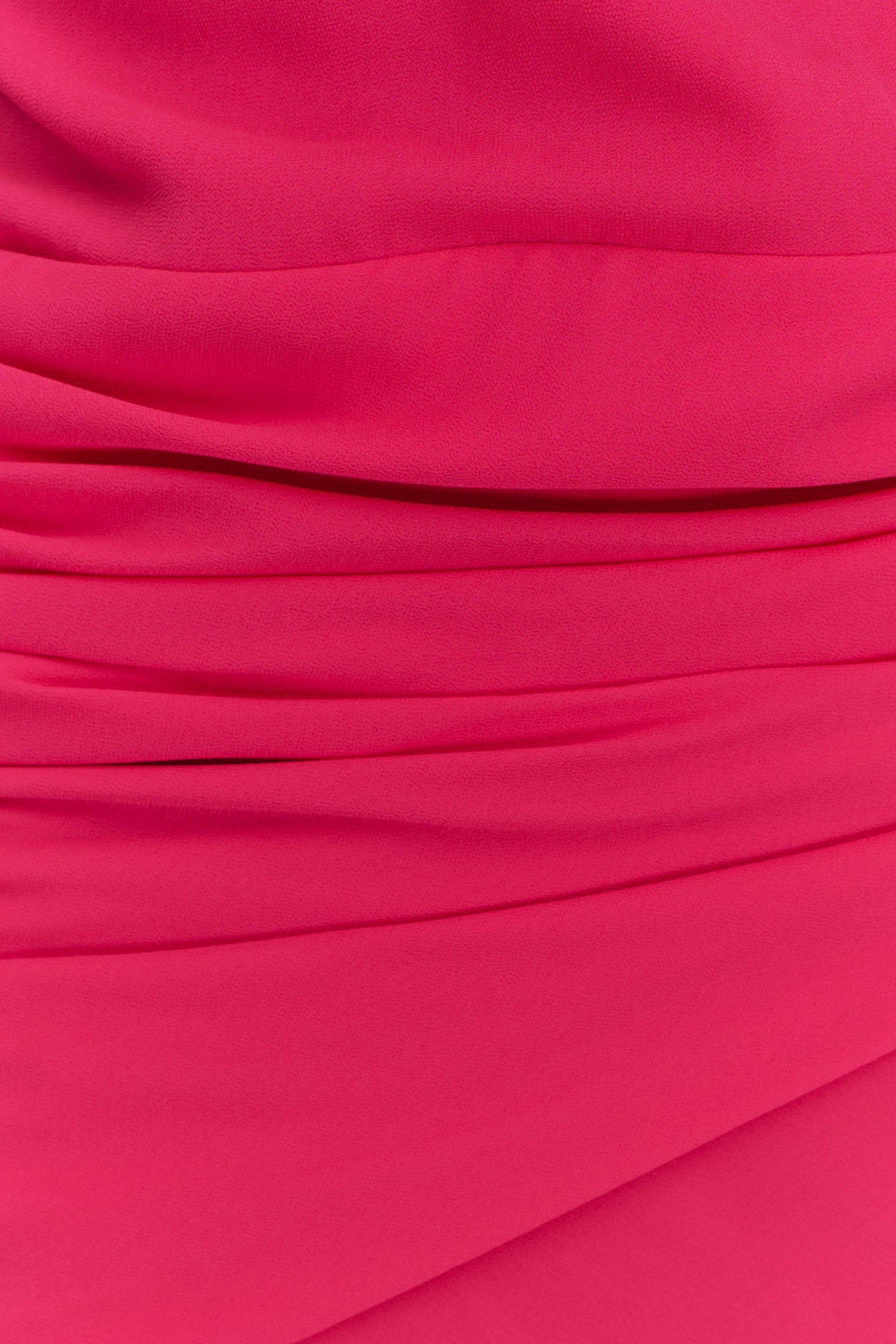 Giulia Chiffon Draped Mini Dress - Raspberry #4